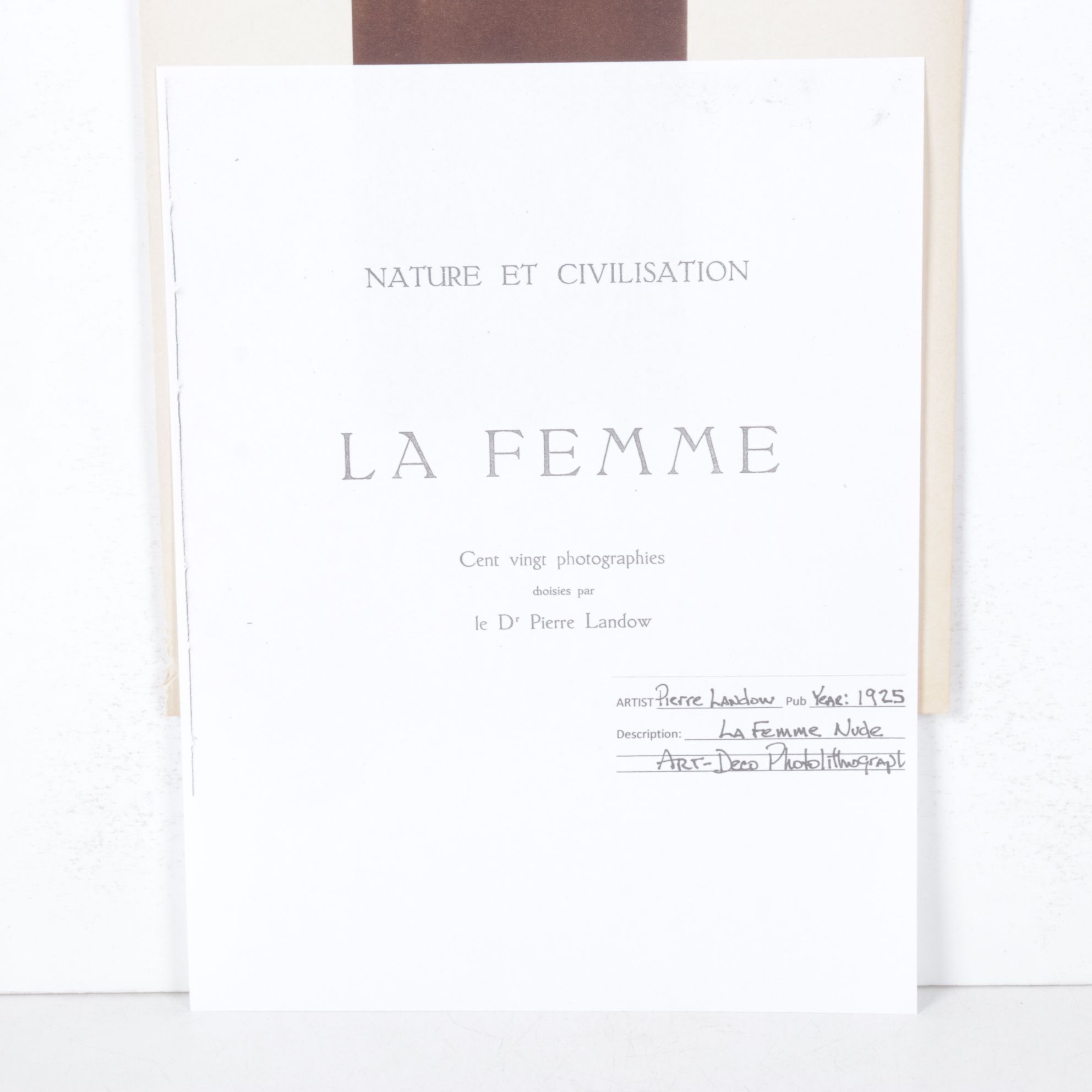 Dr. Pierre Landow "La Femme Nude" Lithograph, 1925