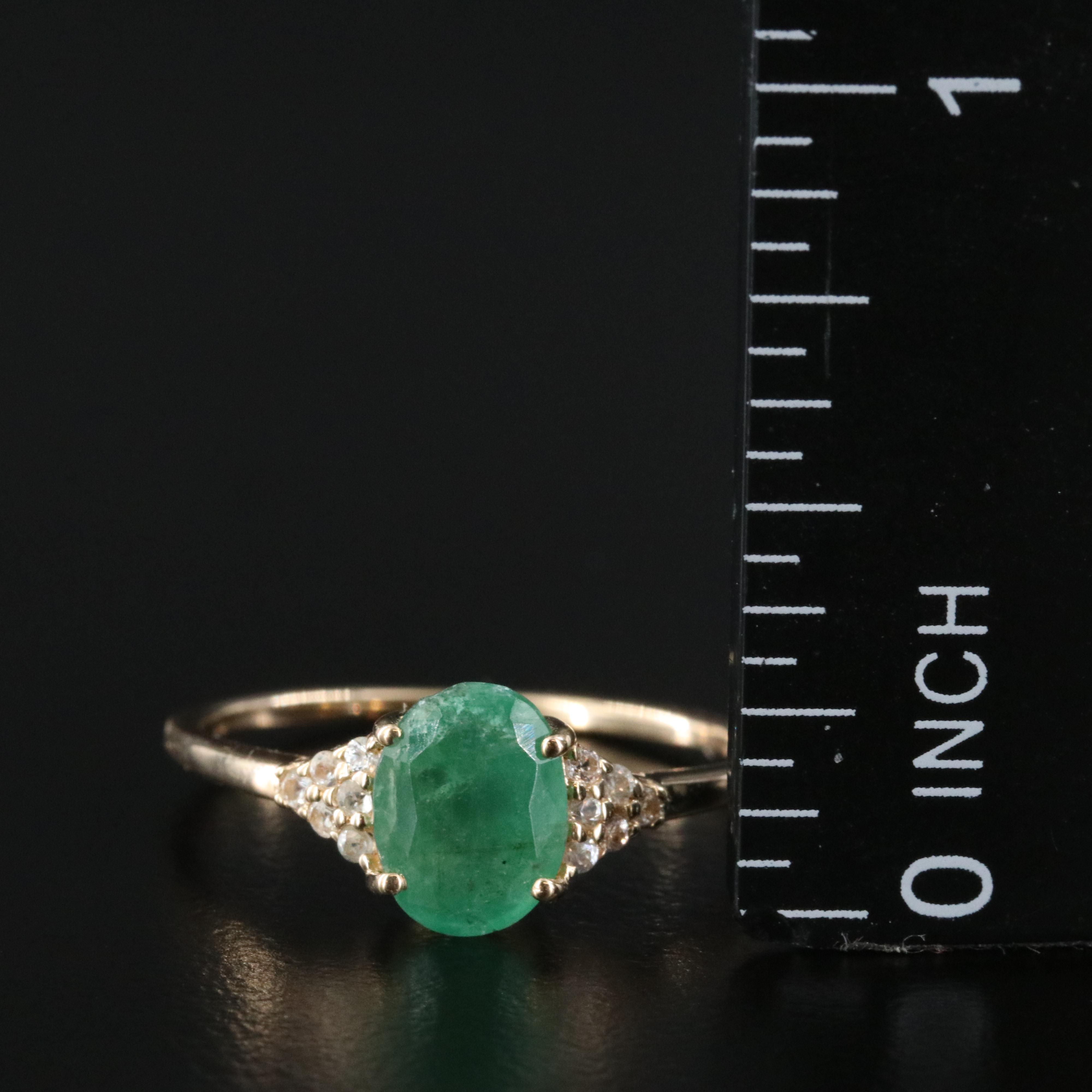 14K Emerald and White Sapphire Gem Ring