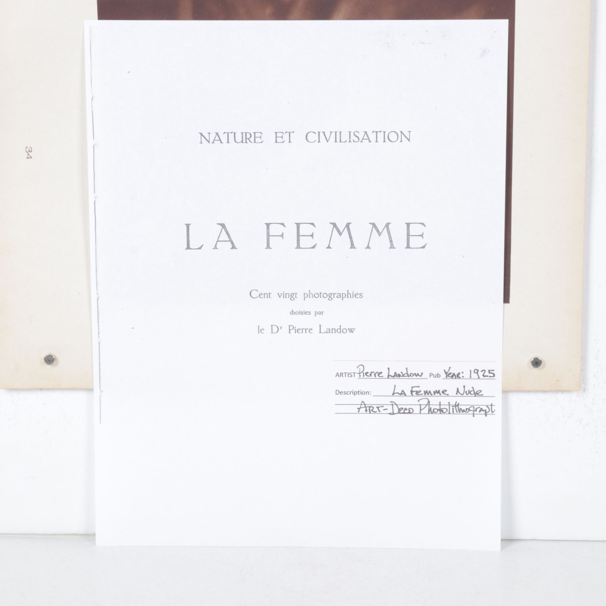 Dr. Pierre Landow "La Femme Nude" Lithograph, 1925