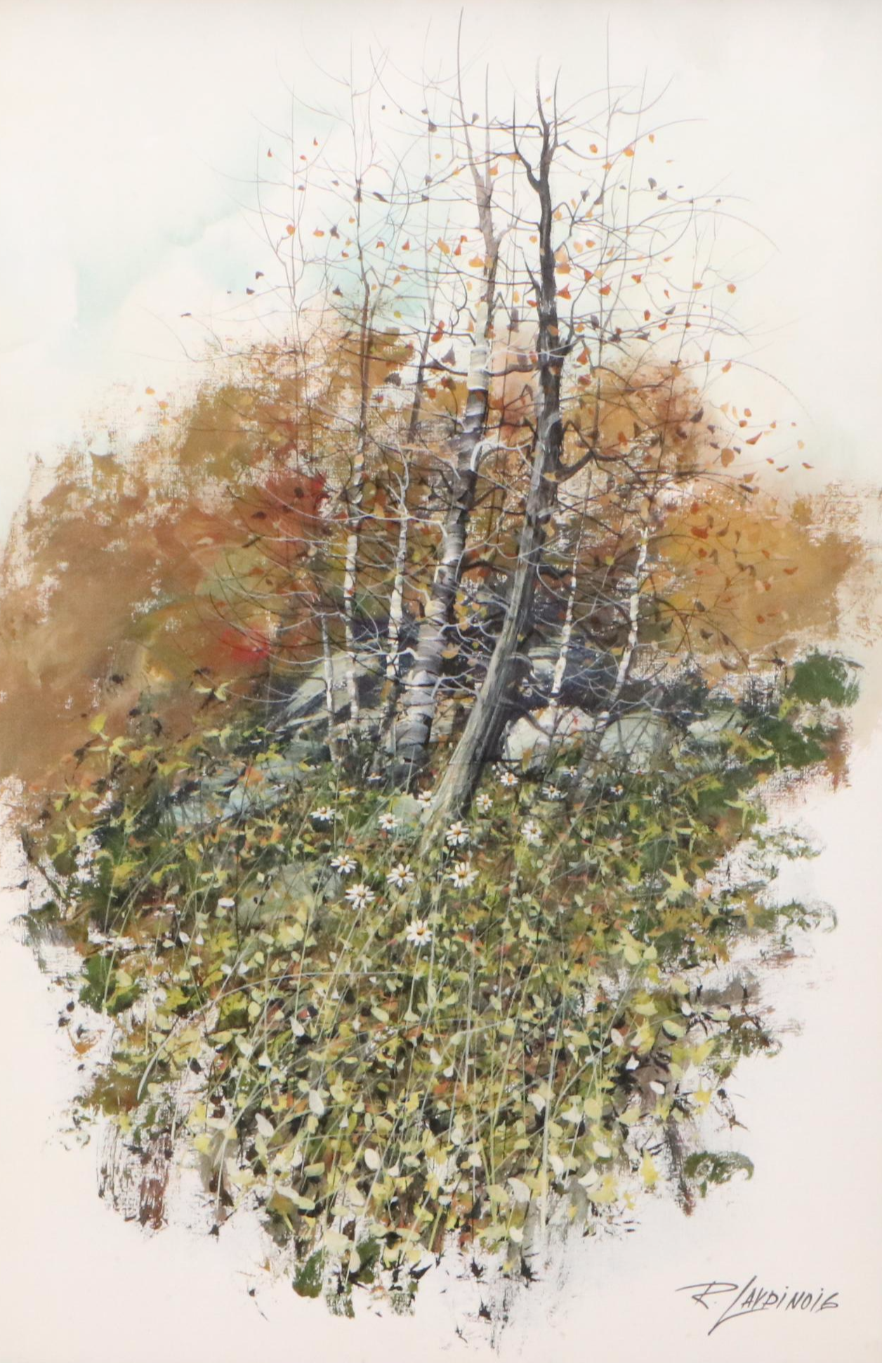 Robert Lardinois Oil Painting of Autumnal Woodland Scene, Mid-20th Century