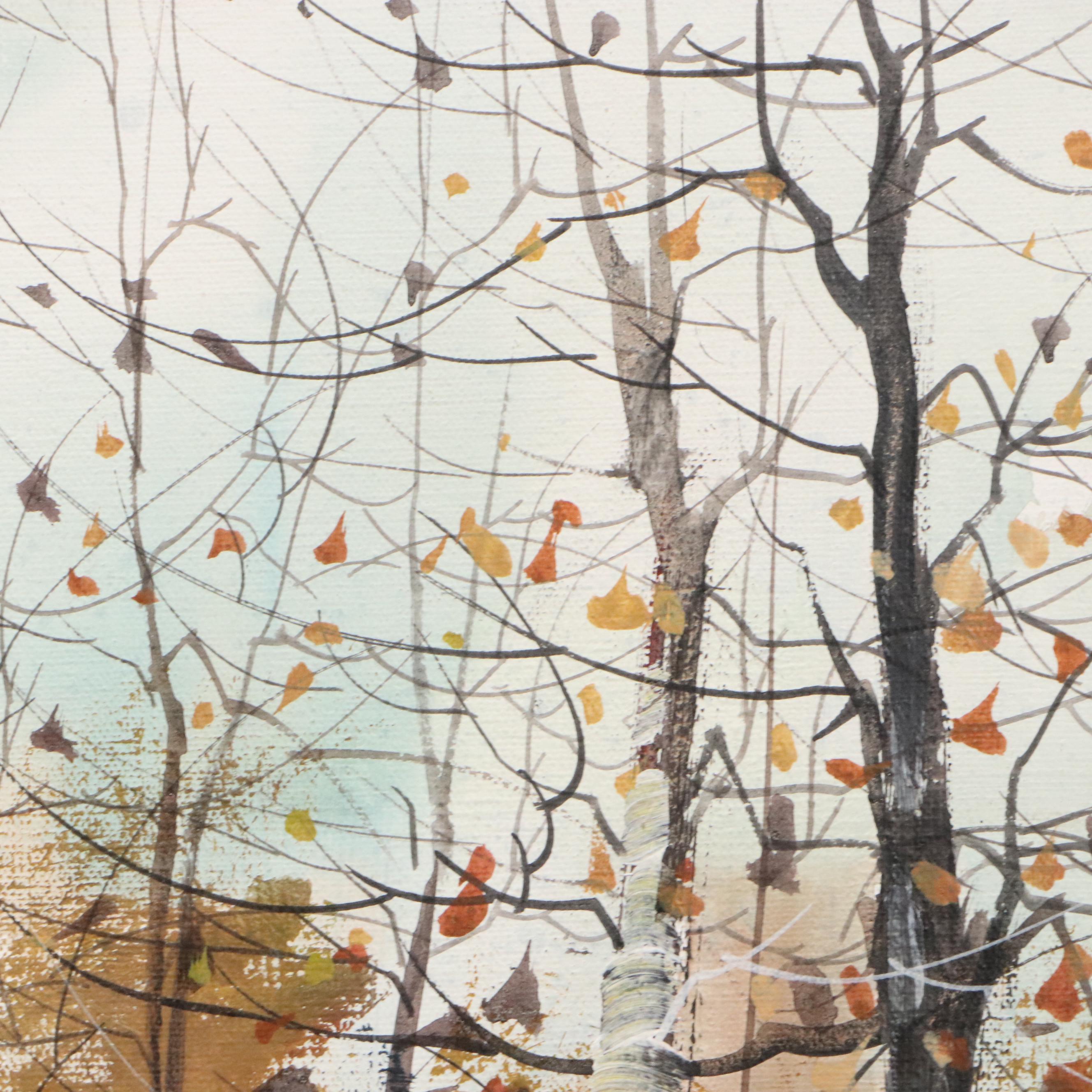 Robert Lardinois Oil Painting of Autumnal Woodland Scene, Mid-20th Century