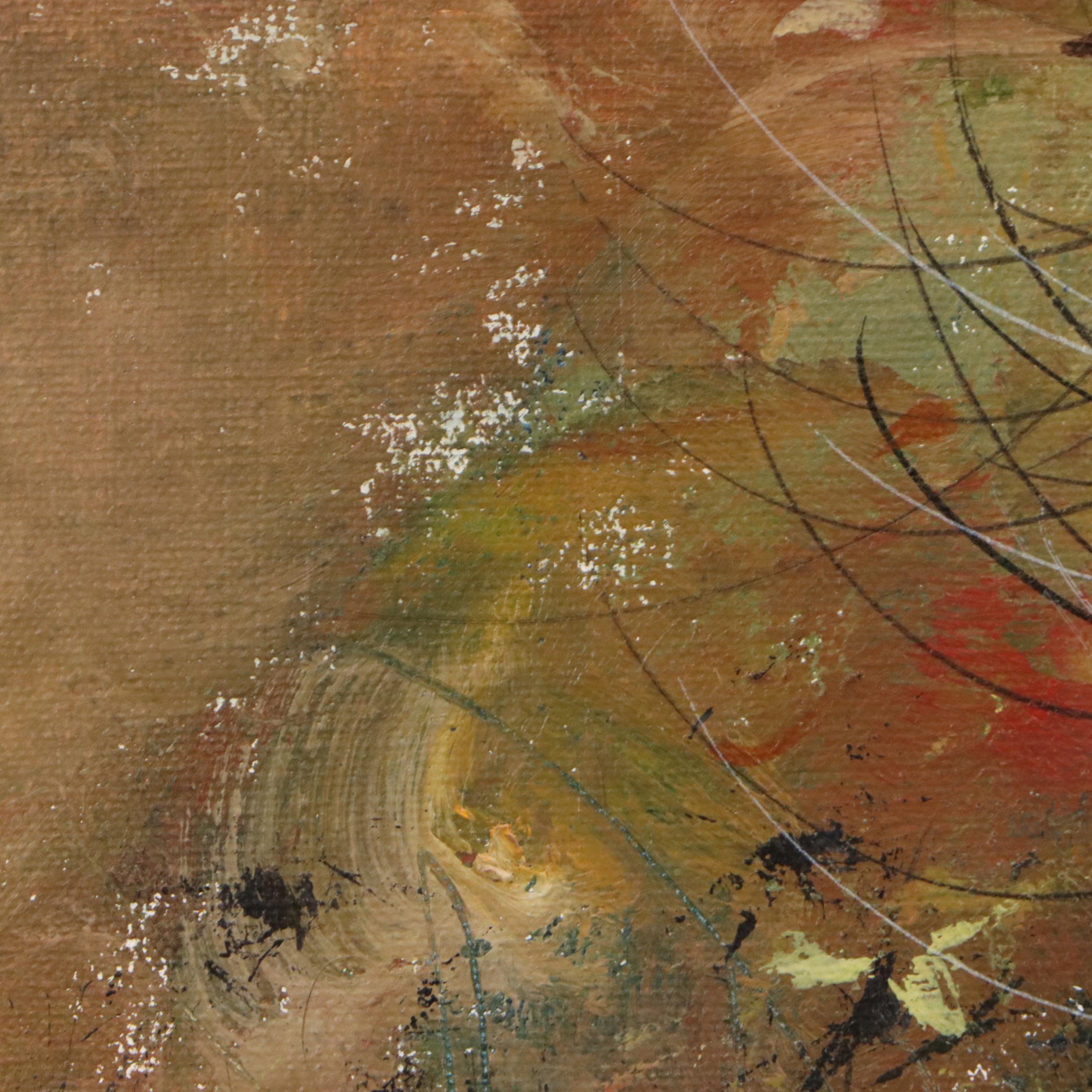 Robert Lardinois Oil Painting of Autumnal Woodland Scene, Mid-20th Century