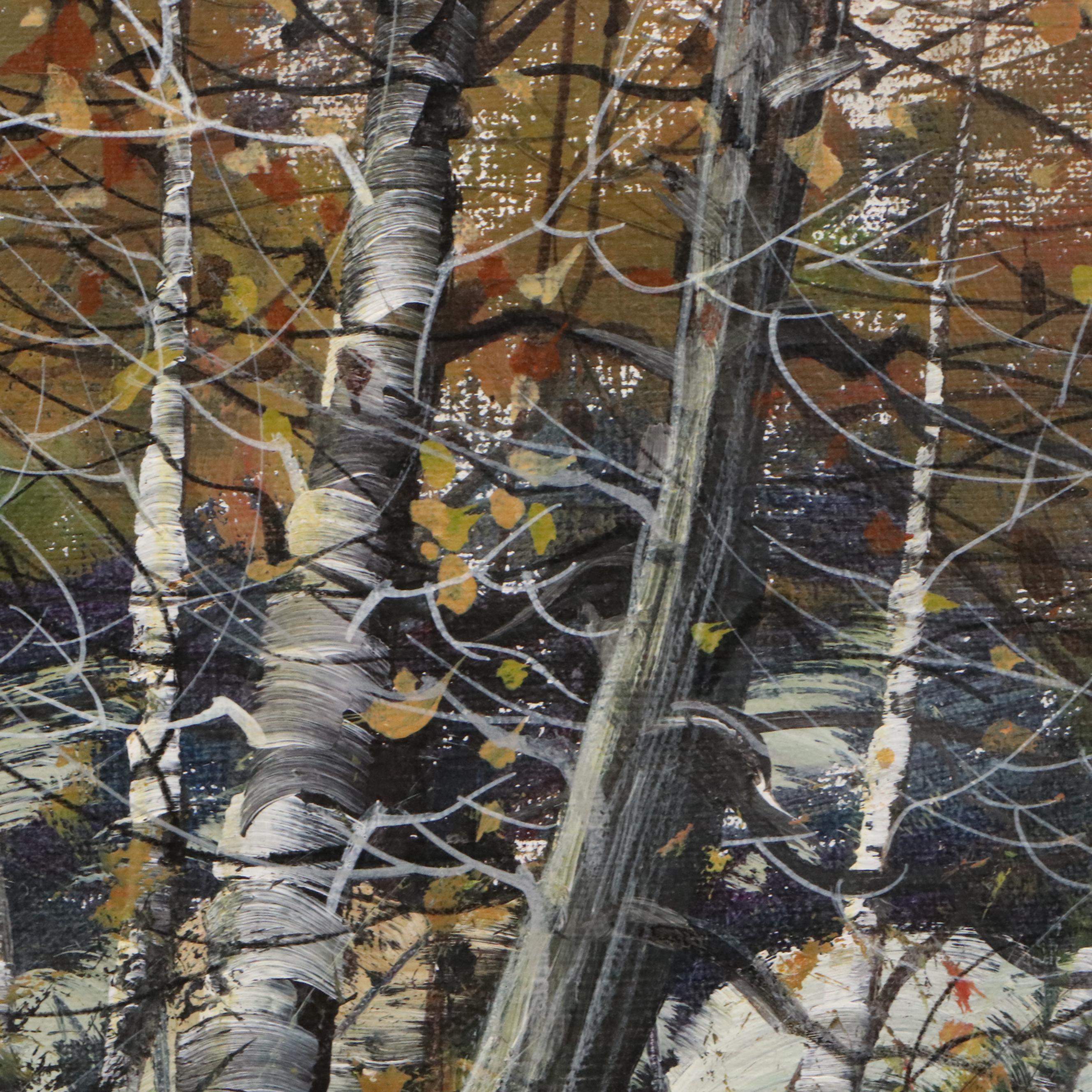 Robert Lardinois Oil Painting of Autumnal Woodland Scene, Mid-20th Century