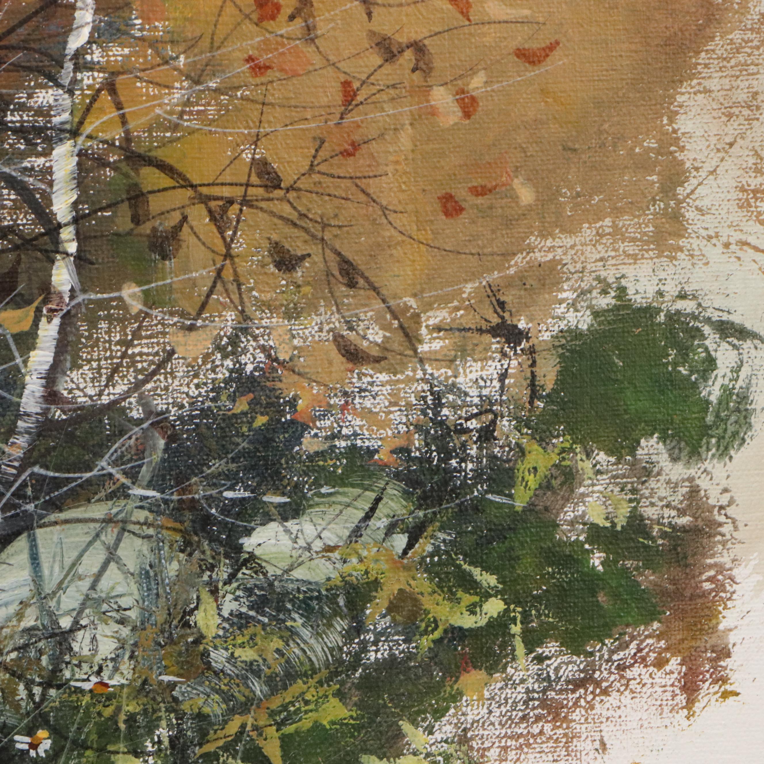 Robert Lardinois Oil Painting of Autumnal Woodland Scene, Mid-20th Century