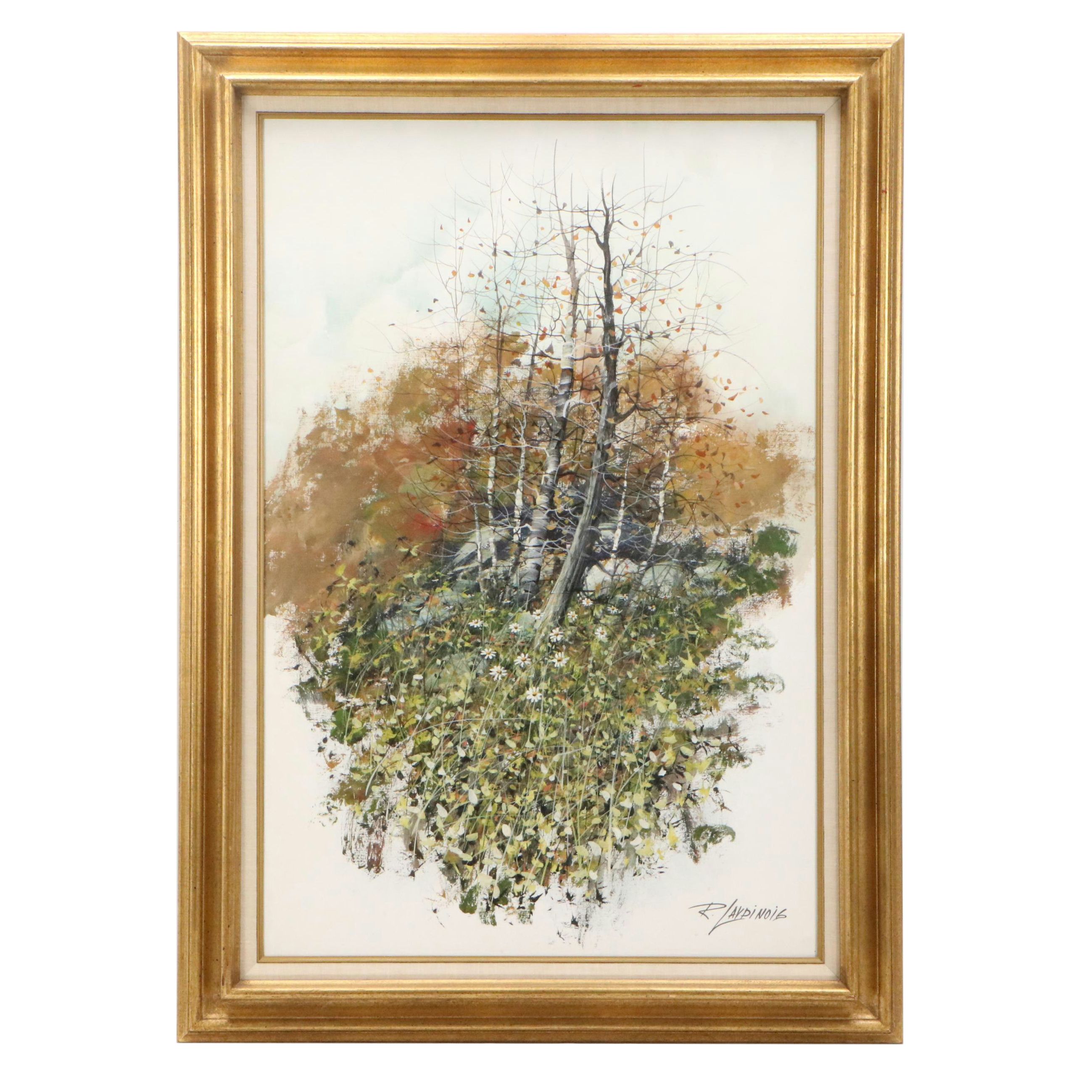 Robert Lardinois Oil Painting of Autumnal Woodland Scene, Mid-20th Century
