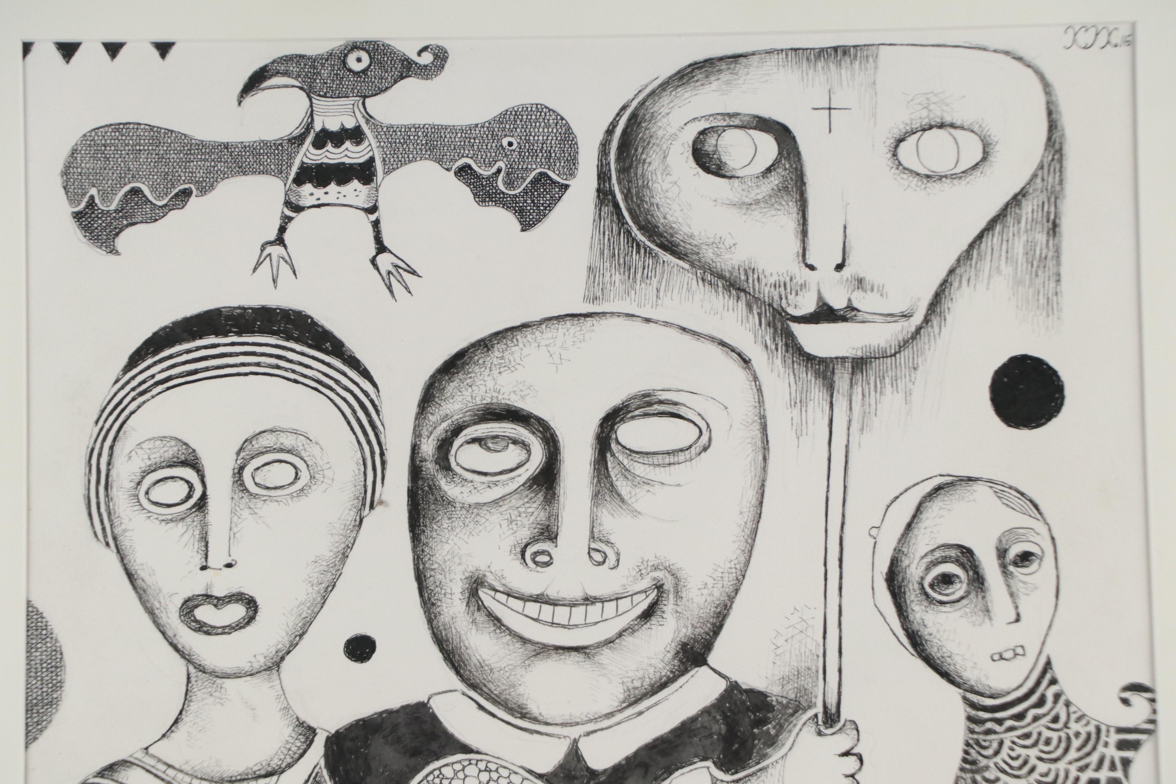 Nikolay Manuylov Drawing of Surrealistic Family Portrait, 2016