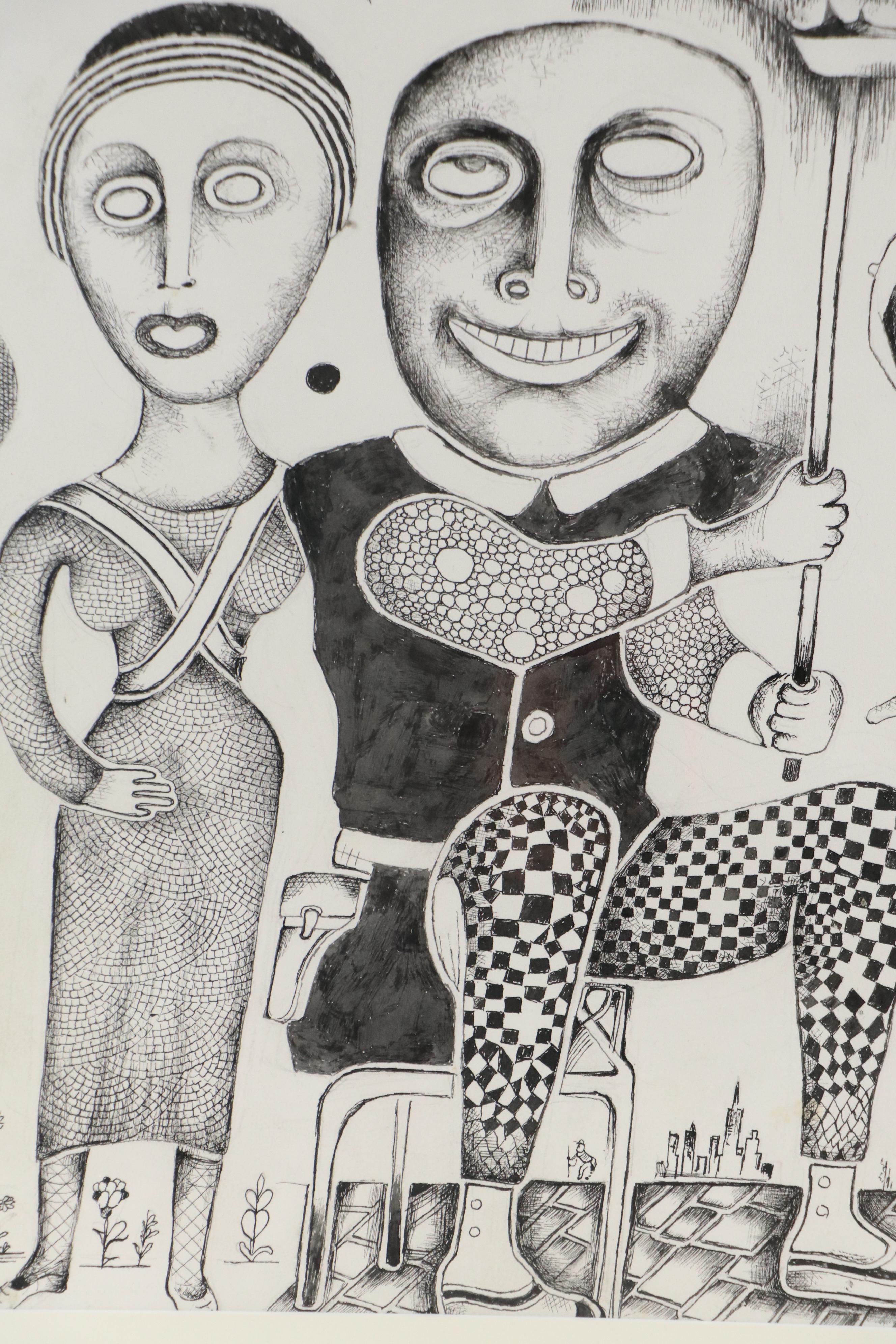 Nikolay Manuylov Drawing of Surrealistic Family Portrait, 2016