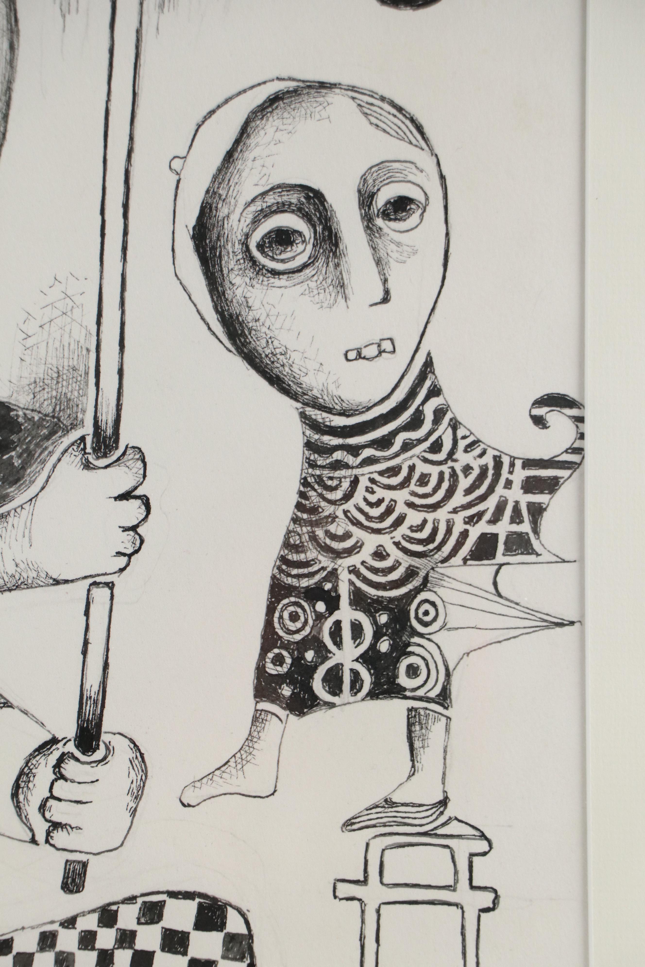 Nikolay Manuylov Drawing of Surrealistic Family Portrait, 2016