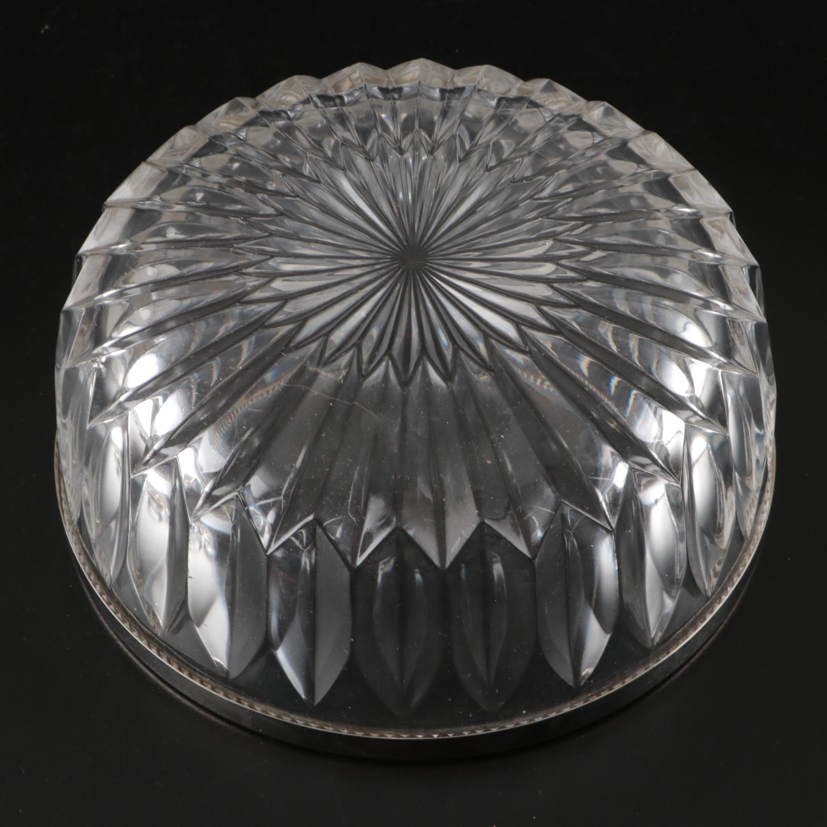 American Sterling and Silver Plate Rimmed Coasters with Glass Serving Bowls