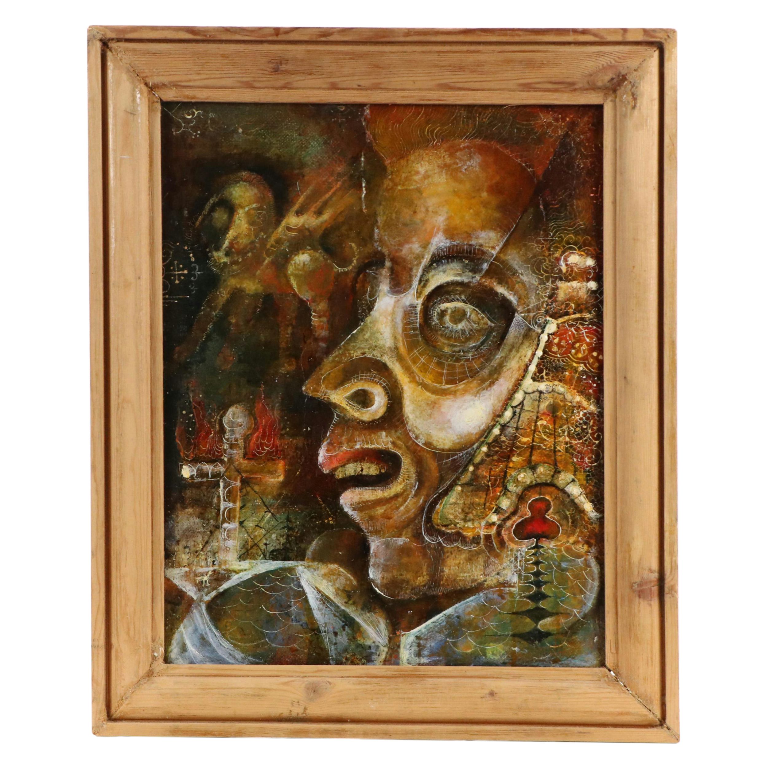 Nikolay Manuylov "Kuk" Surrealistic Oil Painting, Circa 1990