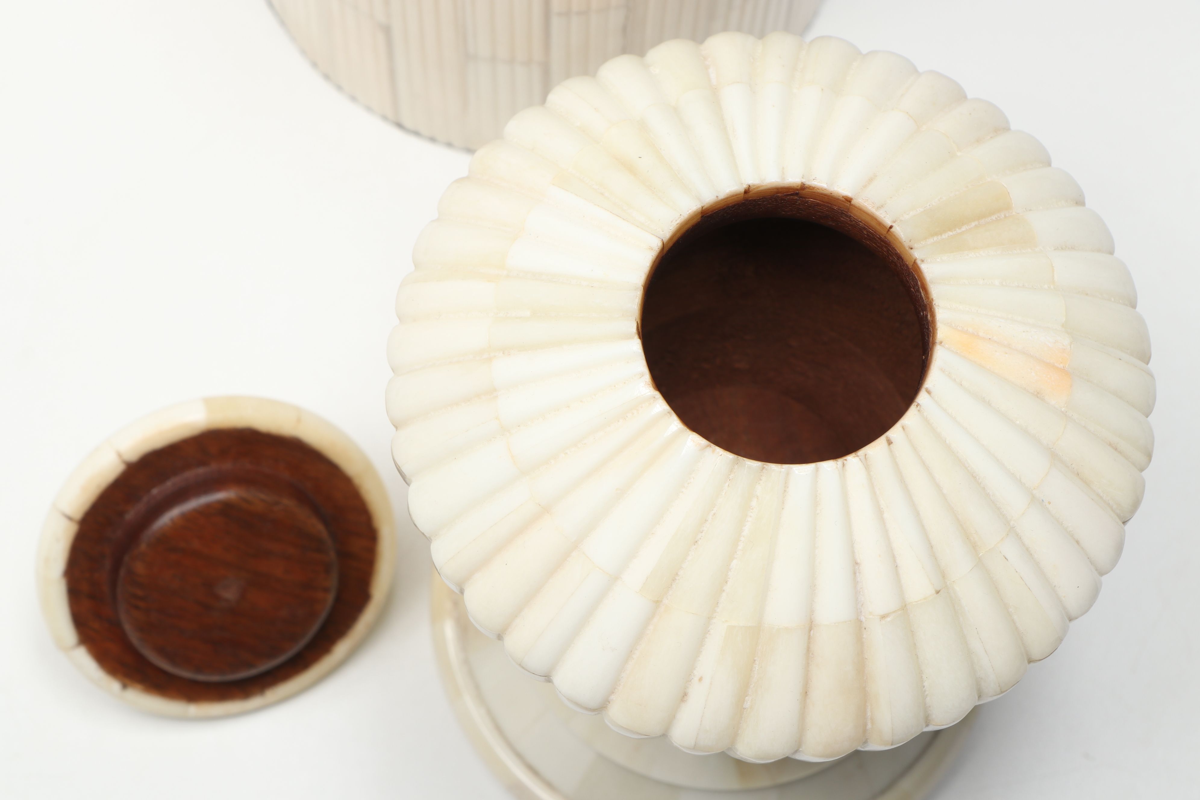 Carved Bone Boxes with Horn Handled Tray and Other Office Décor
