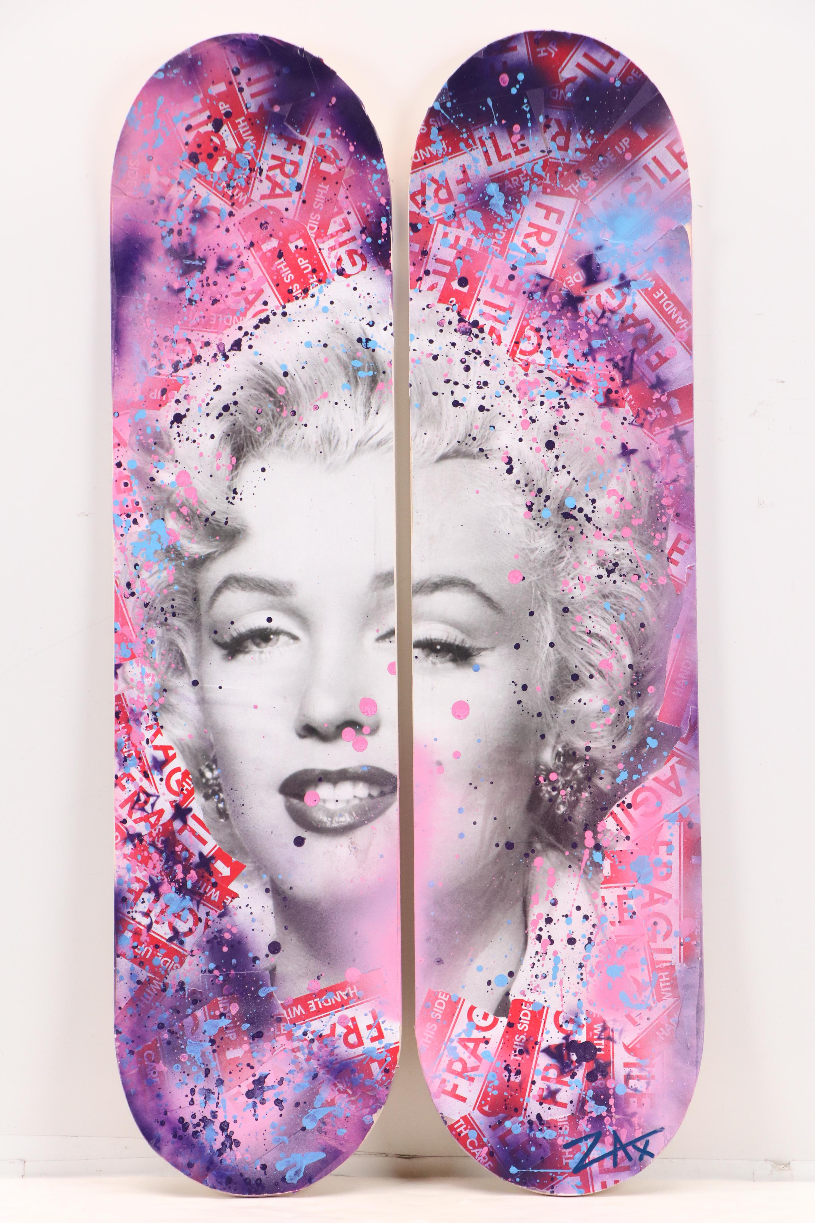 Zax Mixed Media Pop Art Diptych on Skateboard Decks, 21st Century