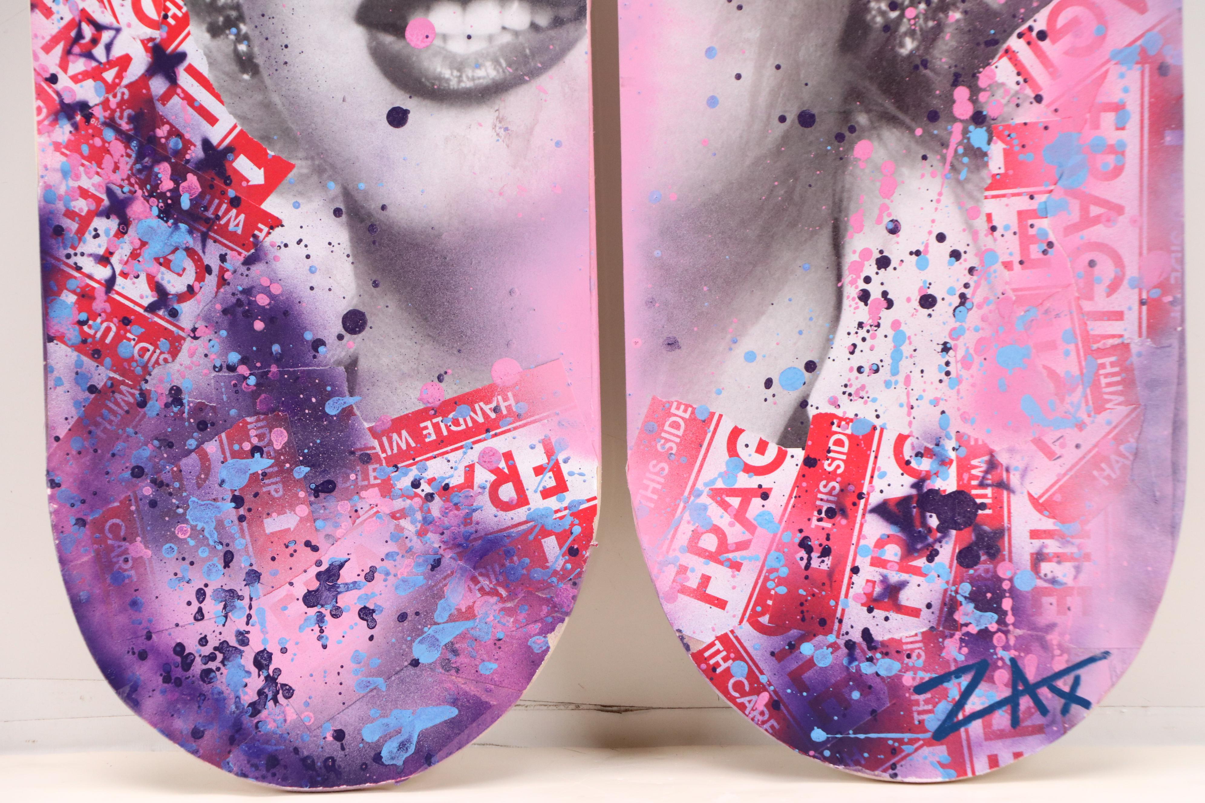 Zax Mixed Media Pop Art Diptych on Skateboard Decks, 21st Century