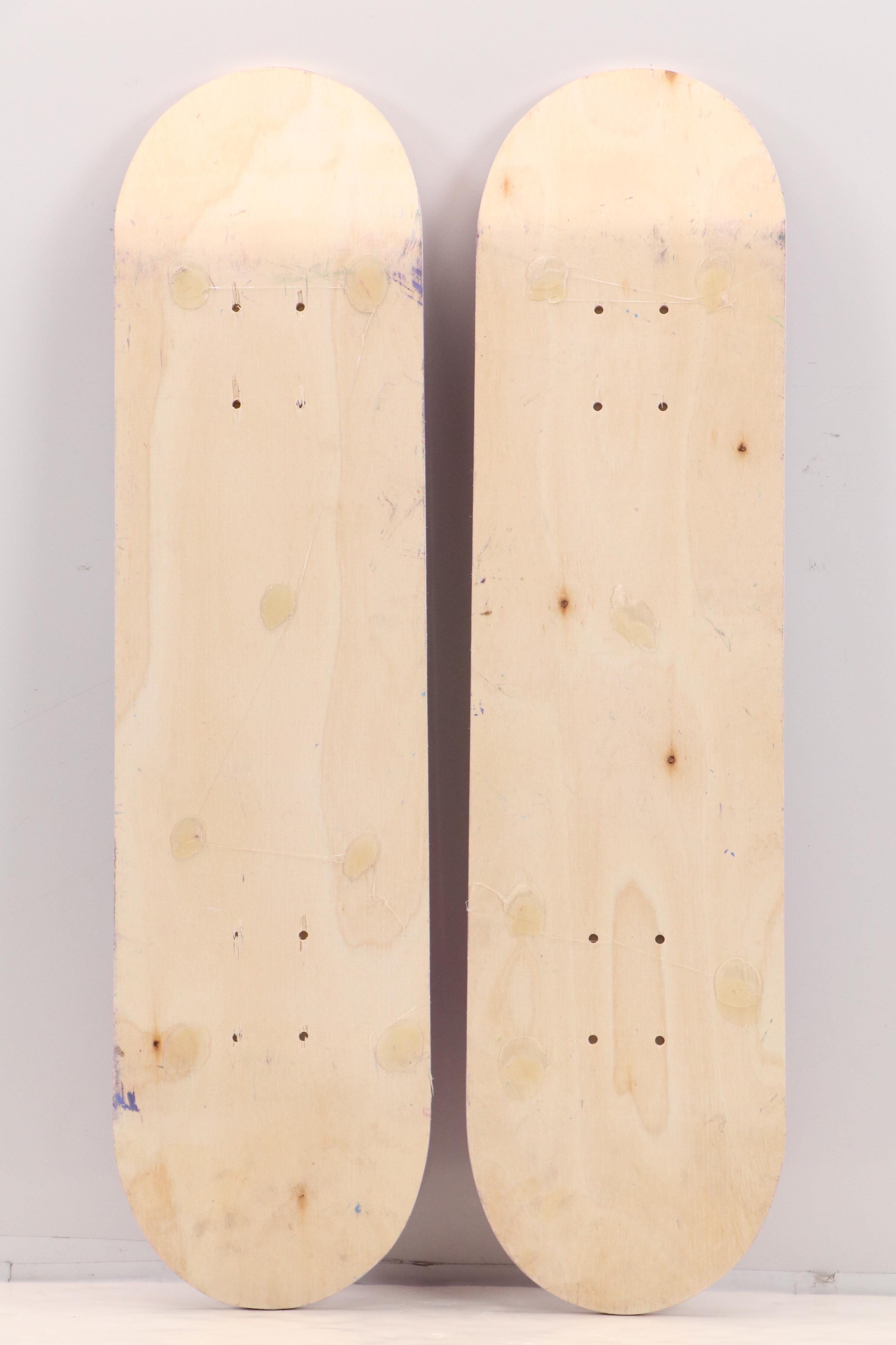 Zax Mixed Media Pop Art Diptych on Skateboard Decks, 21st Century