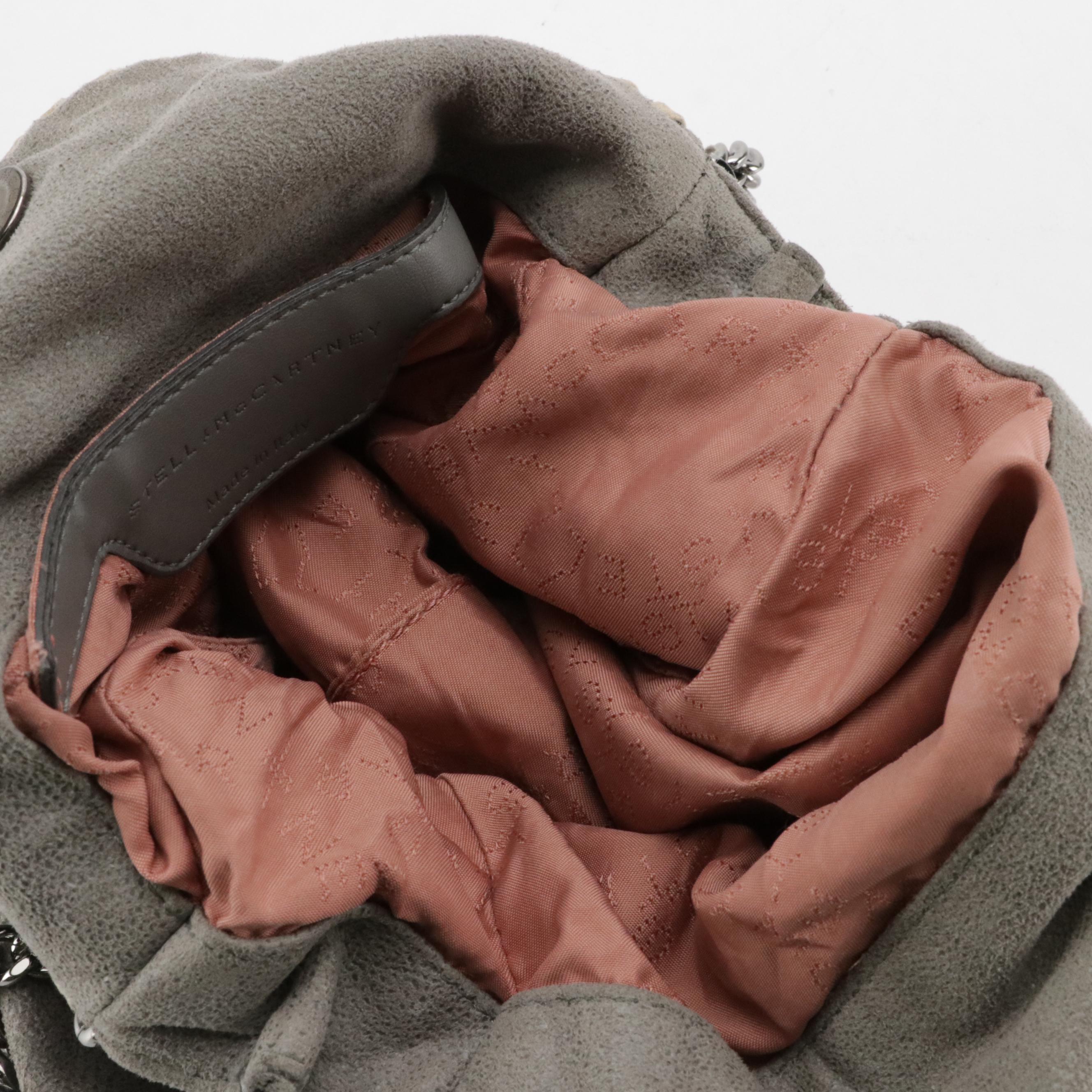 Stella McCartney Small Falabella Chain Strap Bag in Gray Shaggy Deer Faux-Suede