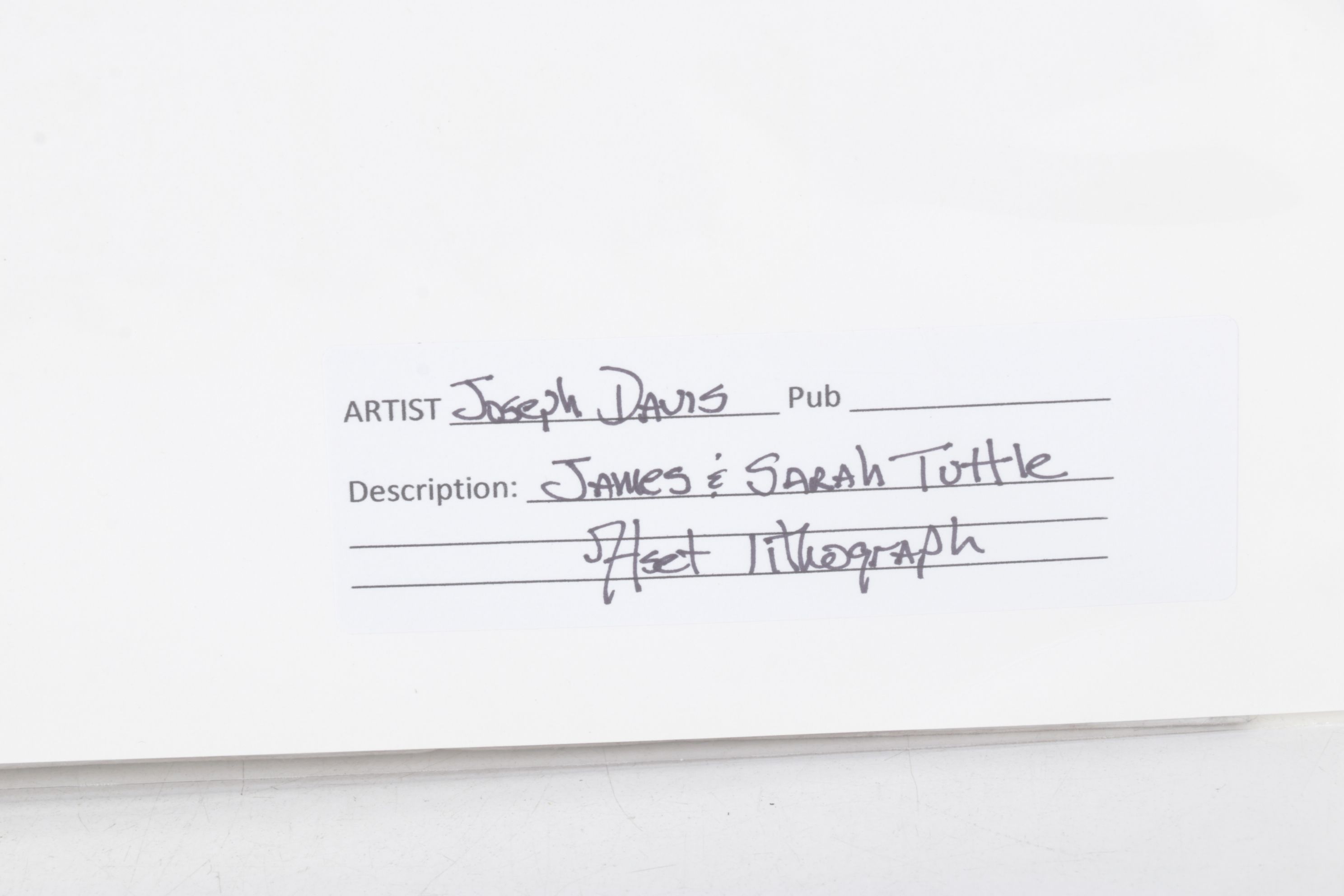 Offset Lithograph after Joseph H. Davis "James and Sarah Tuttle," 1836