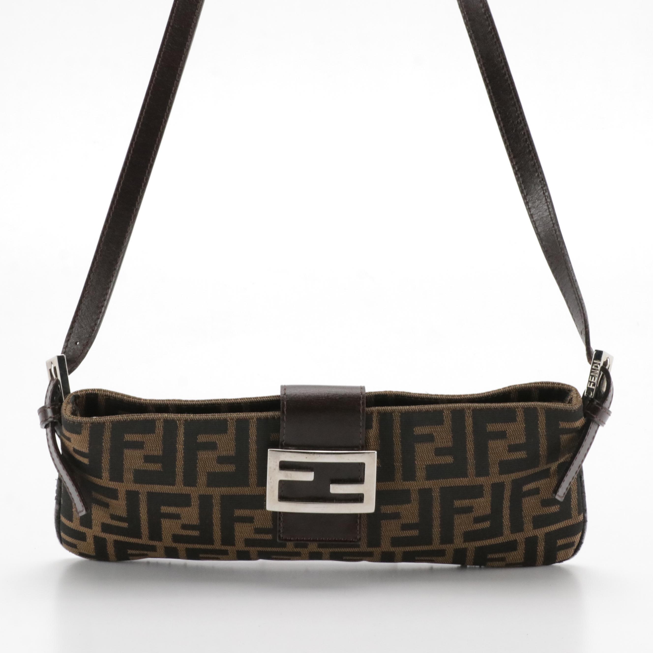 Fendi Mamma Baguette Sling Bag in FF Zucca Canvas and Leather