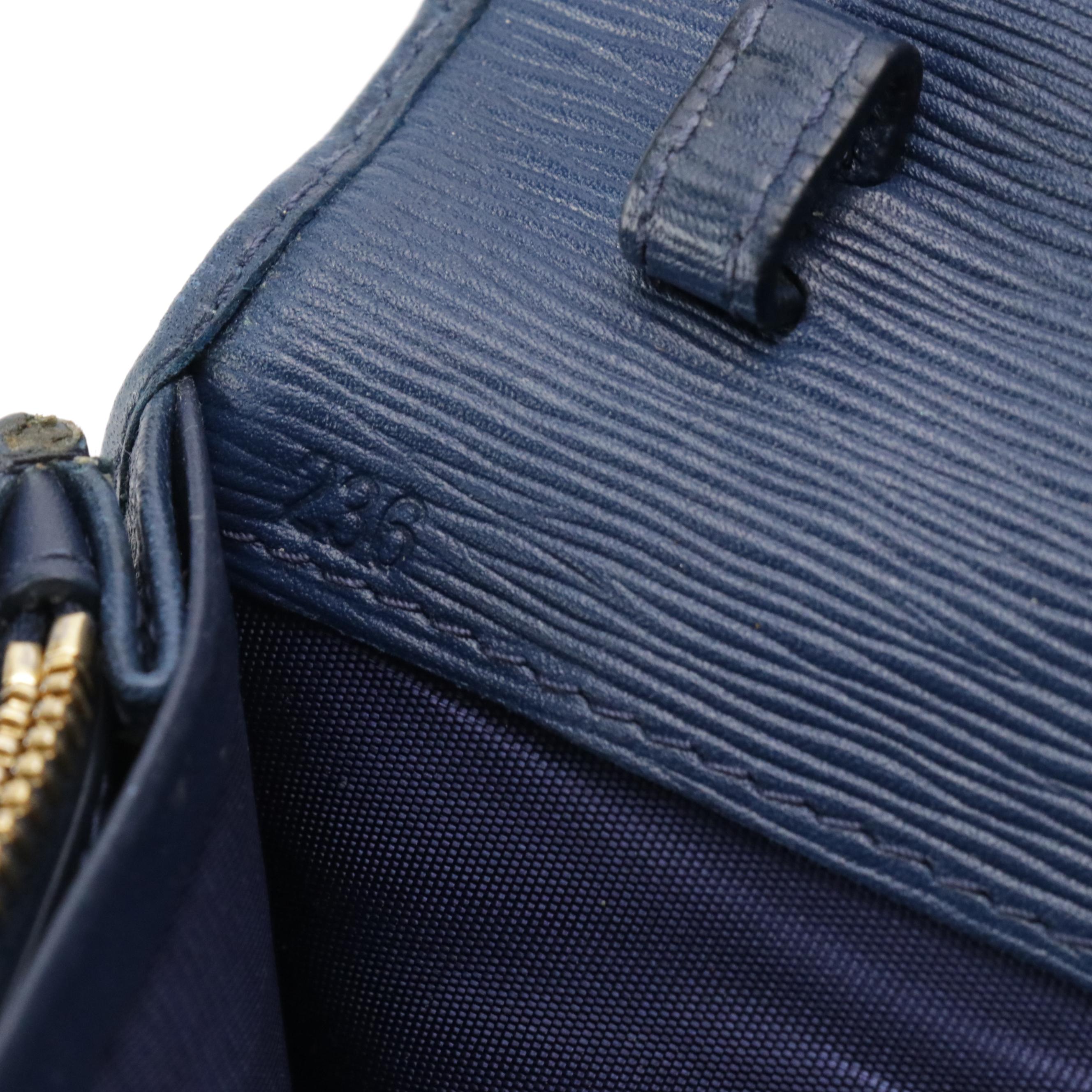 Prada Long Flap Wallet in Dark Blue Textured Leather