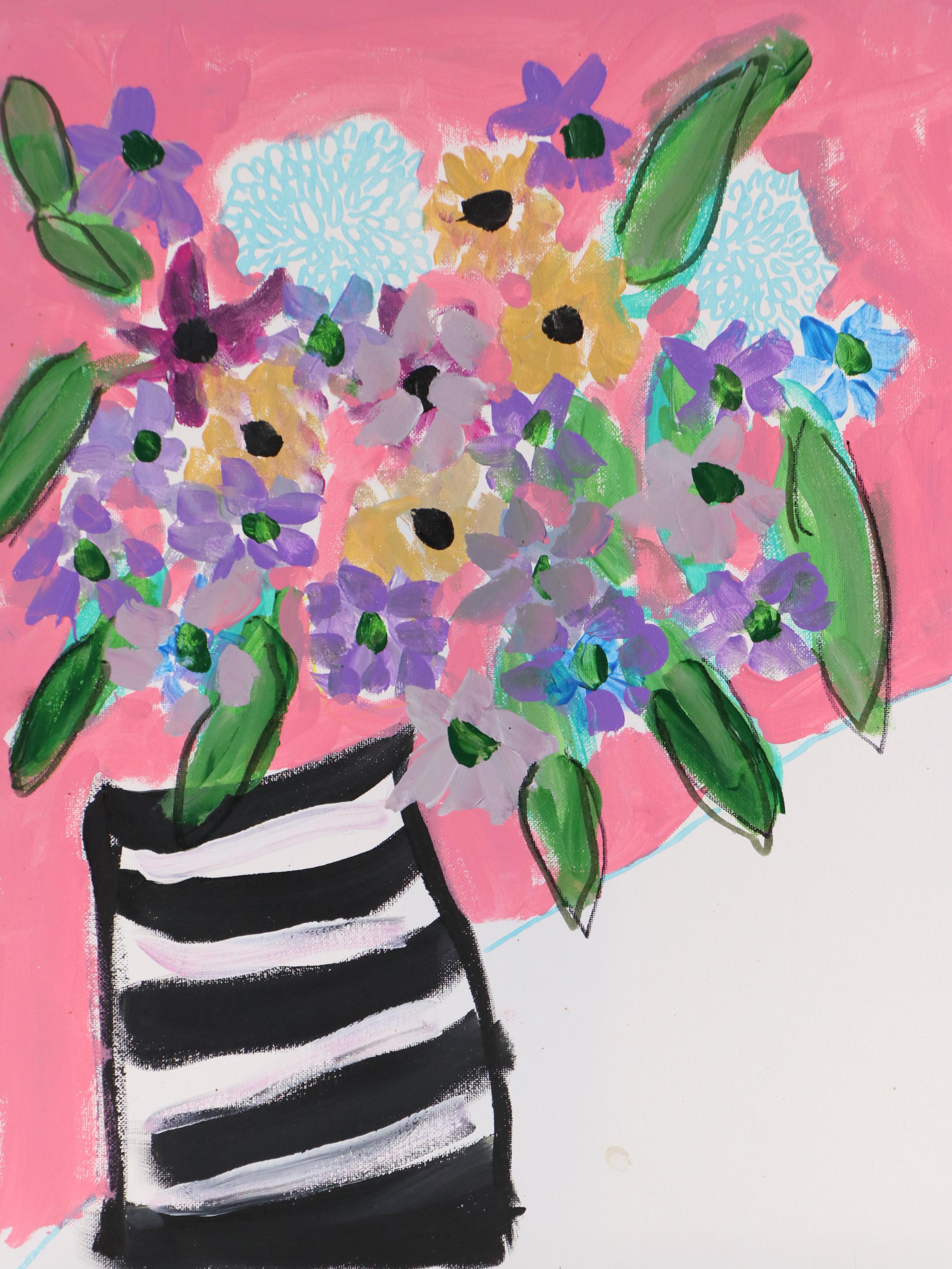 Kait Roberts Stylized Floral Acrylic Painting, 2025