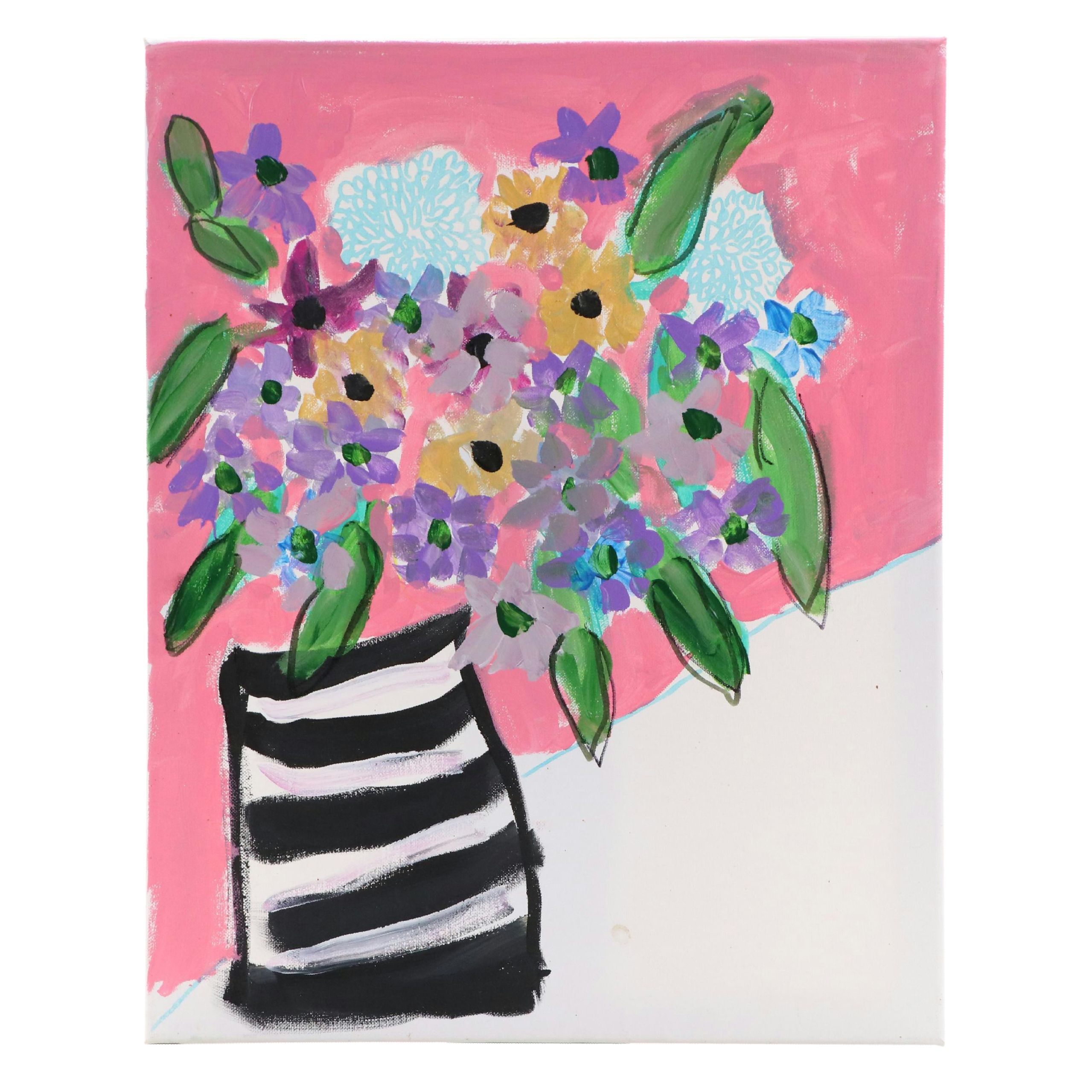Kait Roberts Stylized Floral Acrylic Painting, 2025