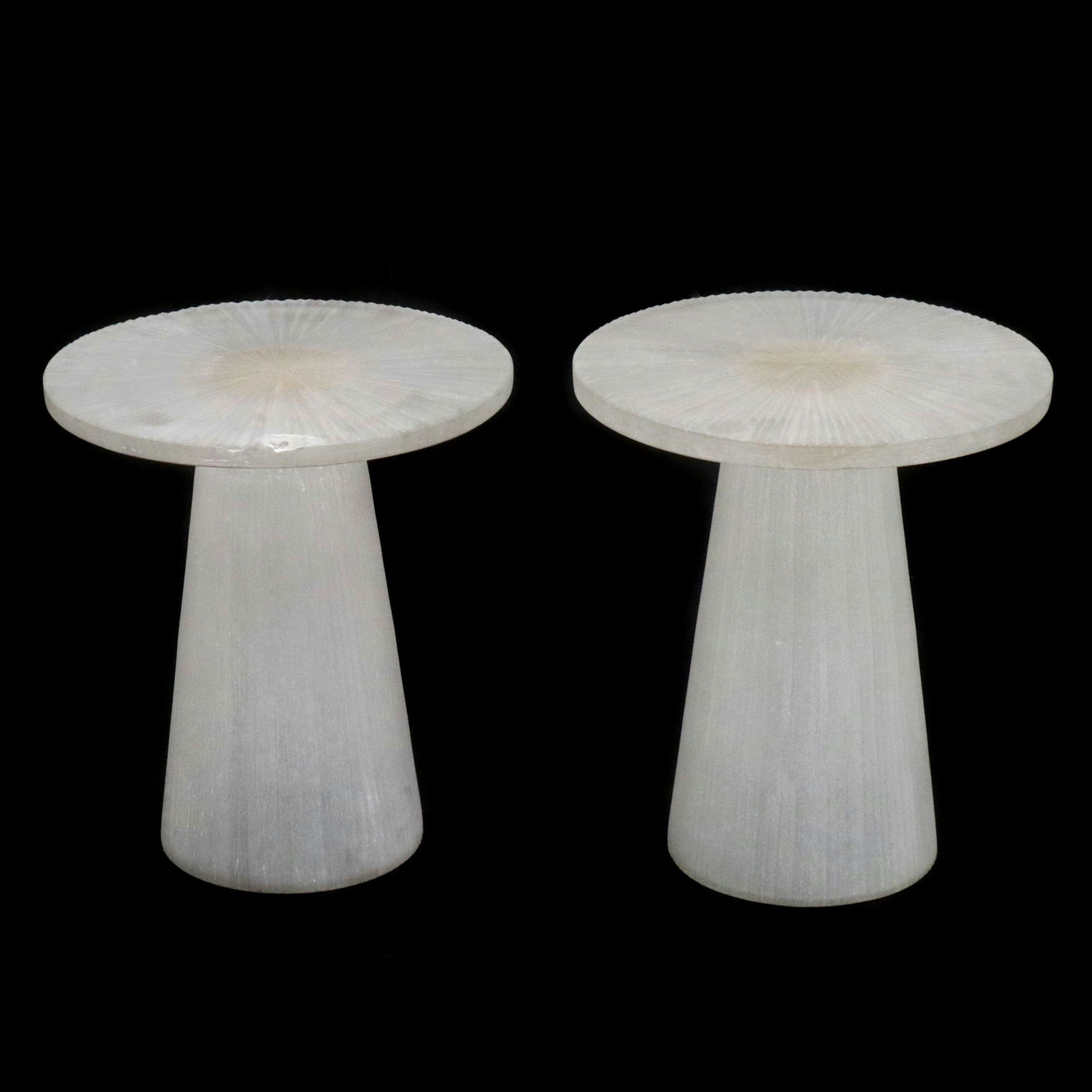 Pair of Contemporary Modern Frosted Glass Accent Tables