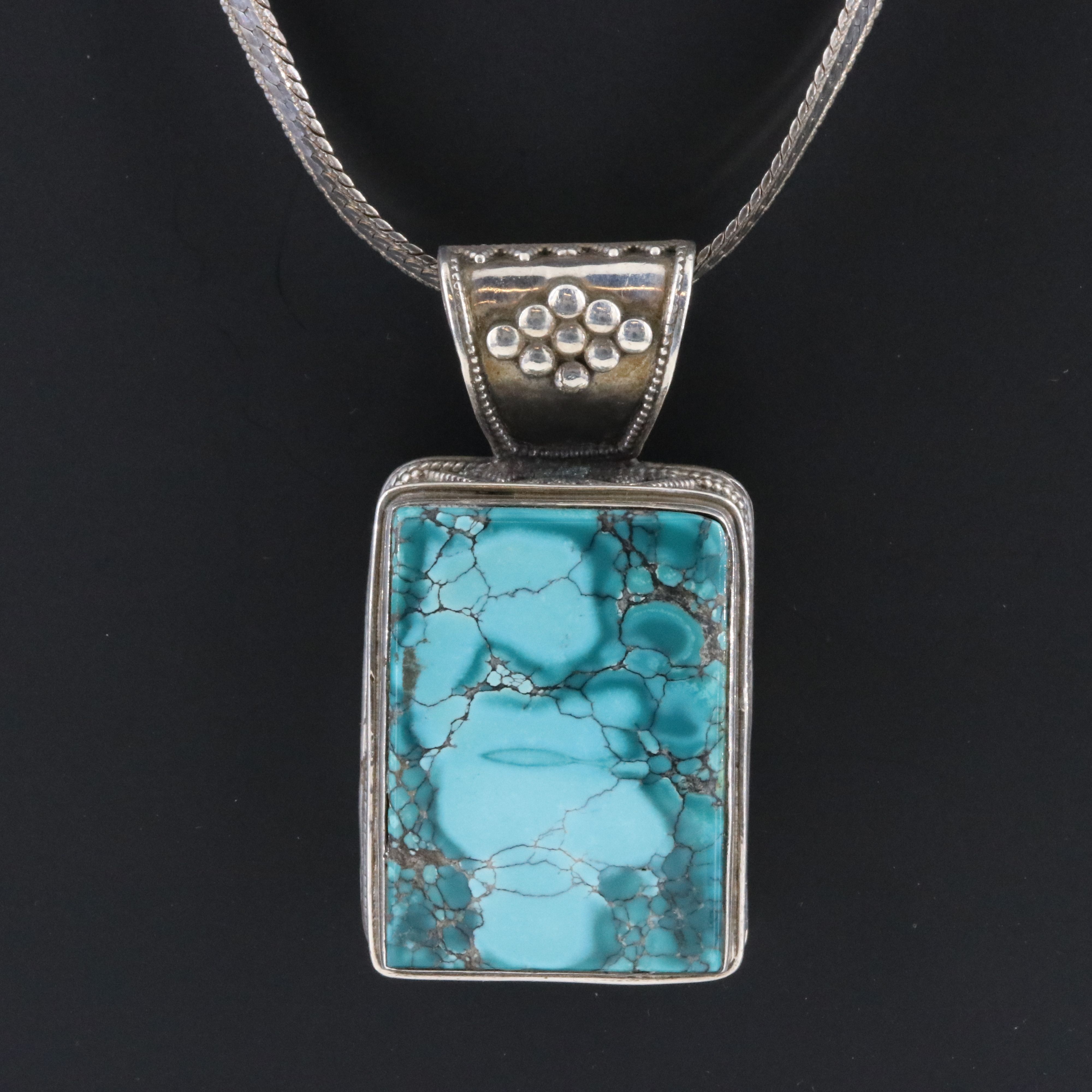 Sterling Turquoise Pendant Necklace