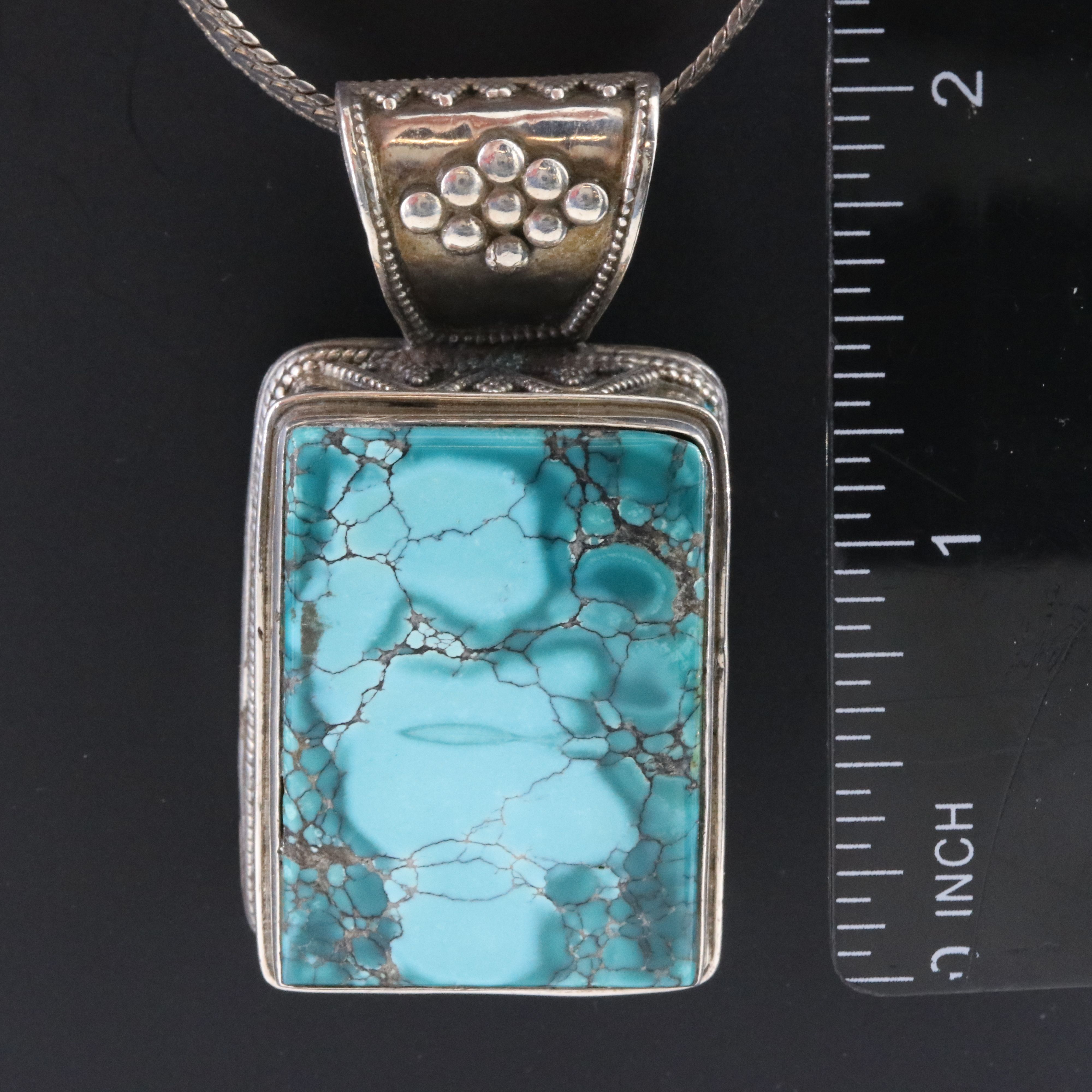 Sterling Turquoise Pendant Necklace