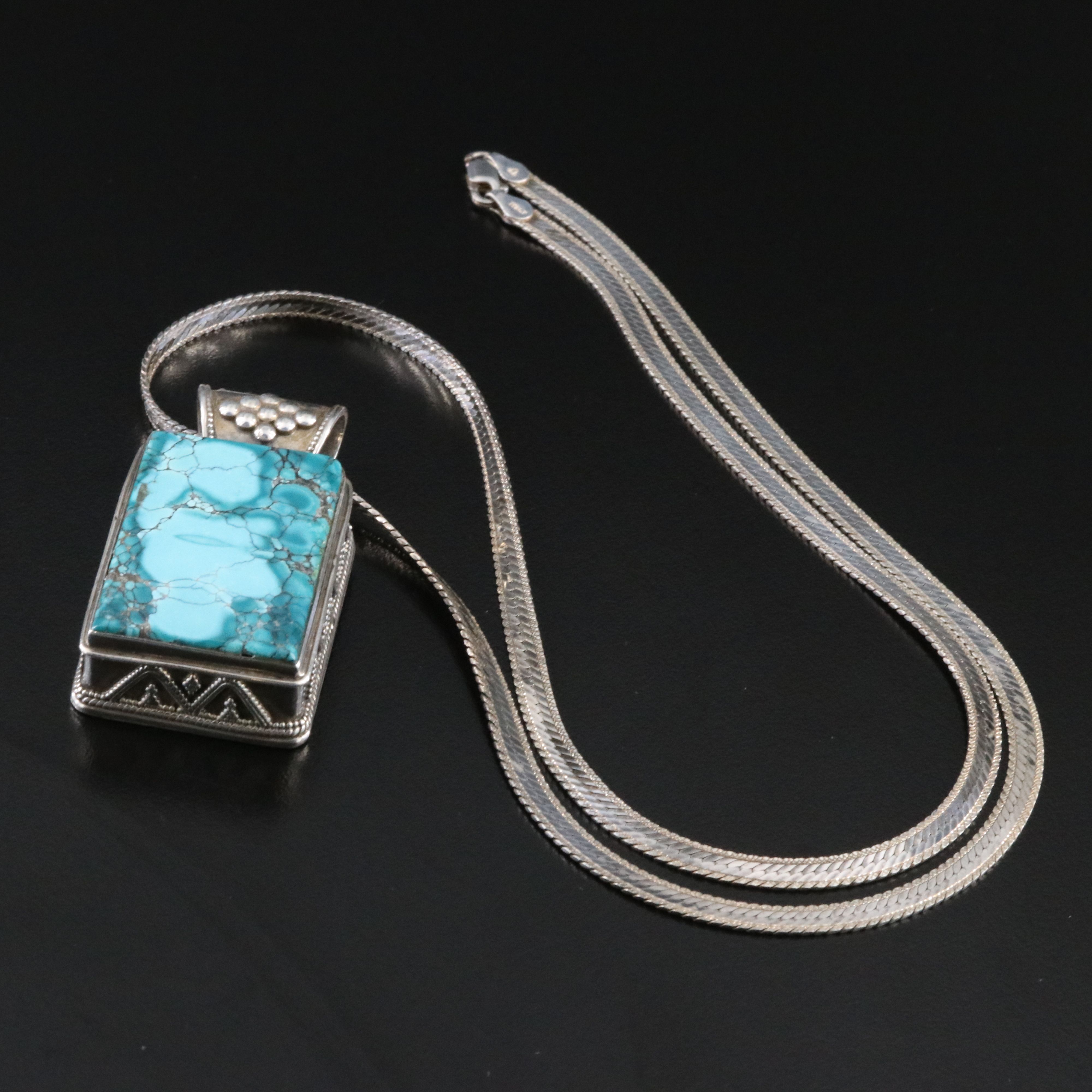 Sterling Turquoise Pendant Necklace
