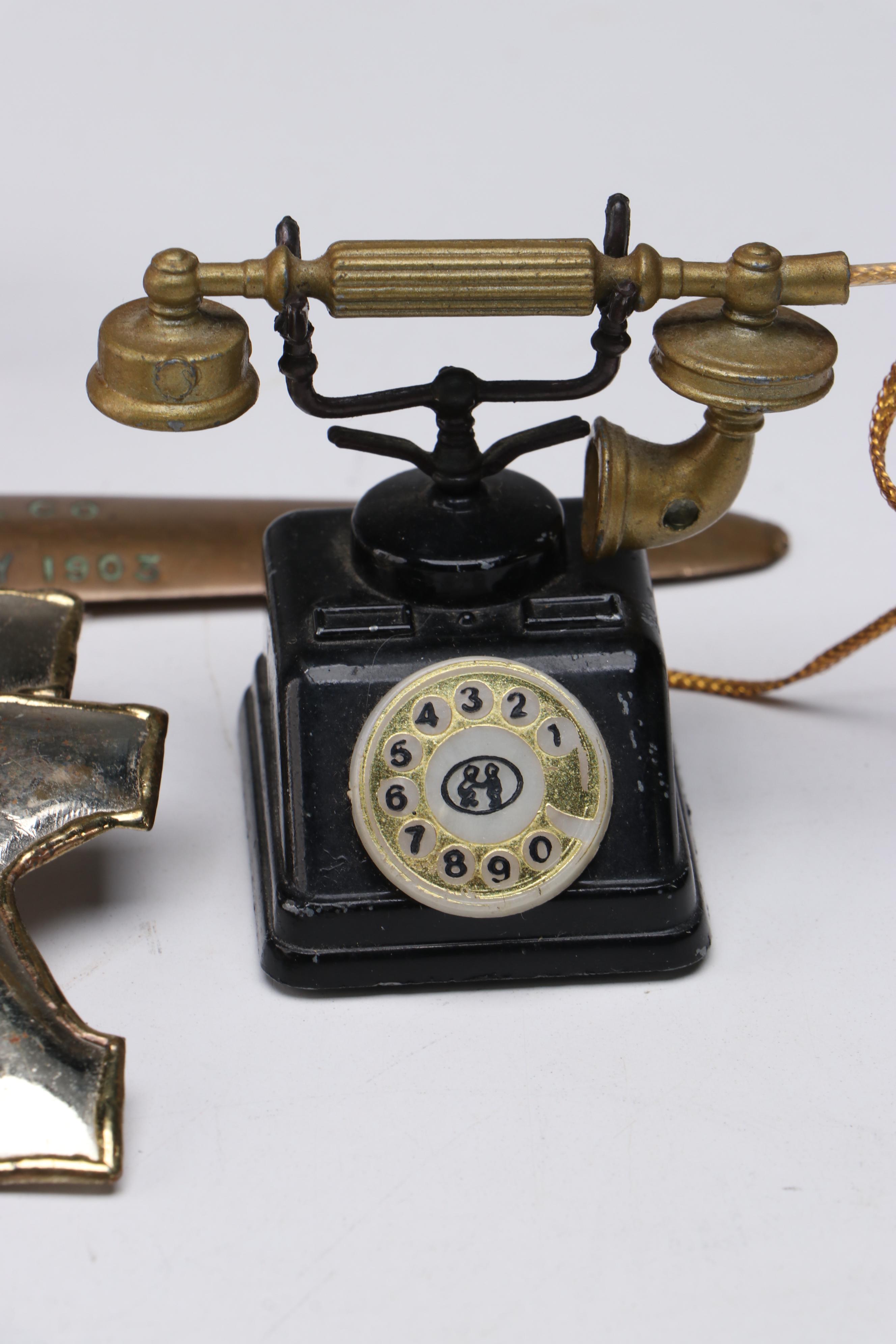 Sterling Silver Salt Shaker with More Metal Miniatures, Pinbacks, and Tools