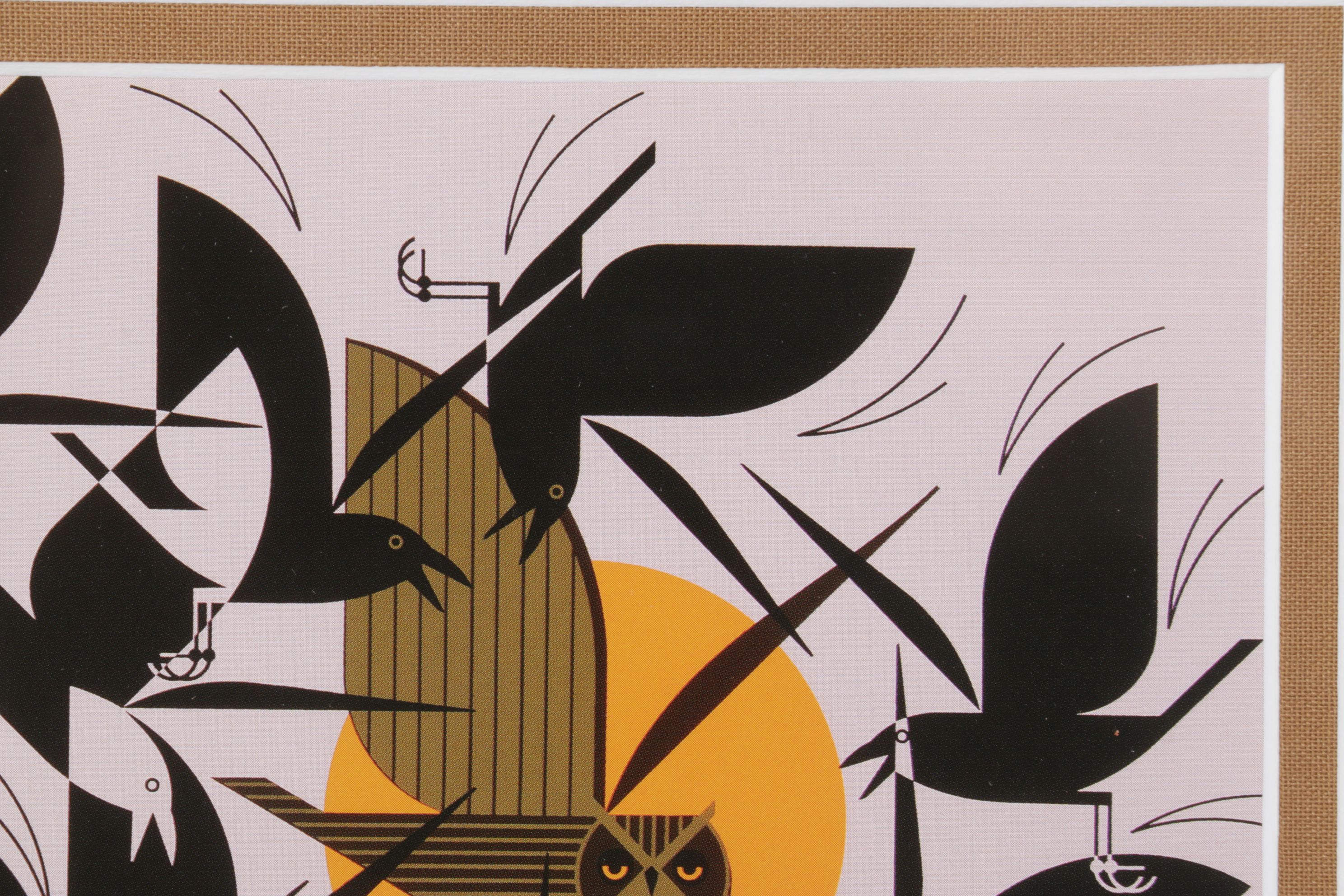 Charley Harper Offset Lithograph "Owltercation", 1990