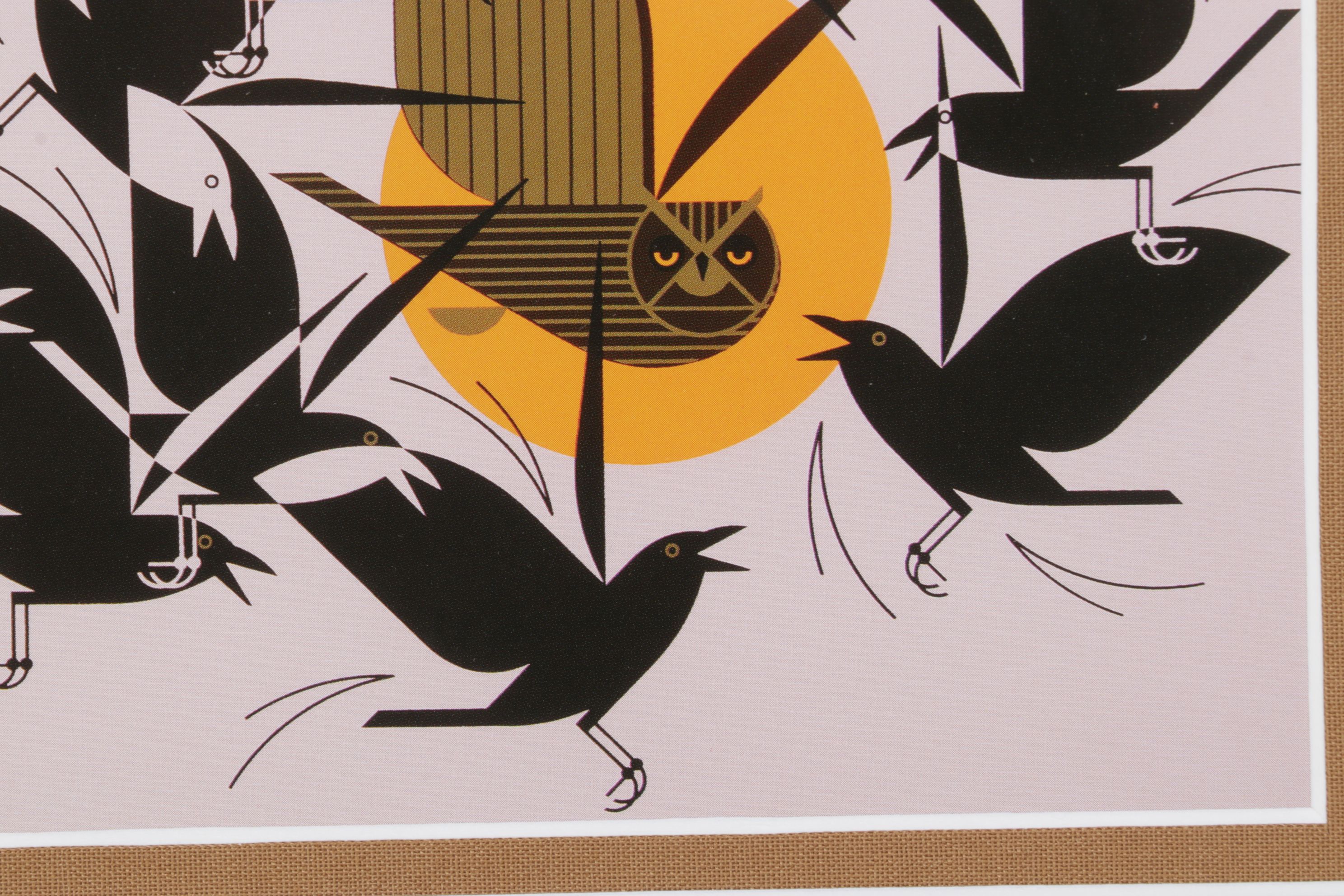 Charley Harper Offset Lithograph "Owltercation", 1990