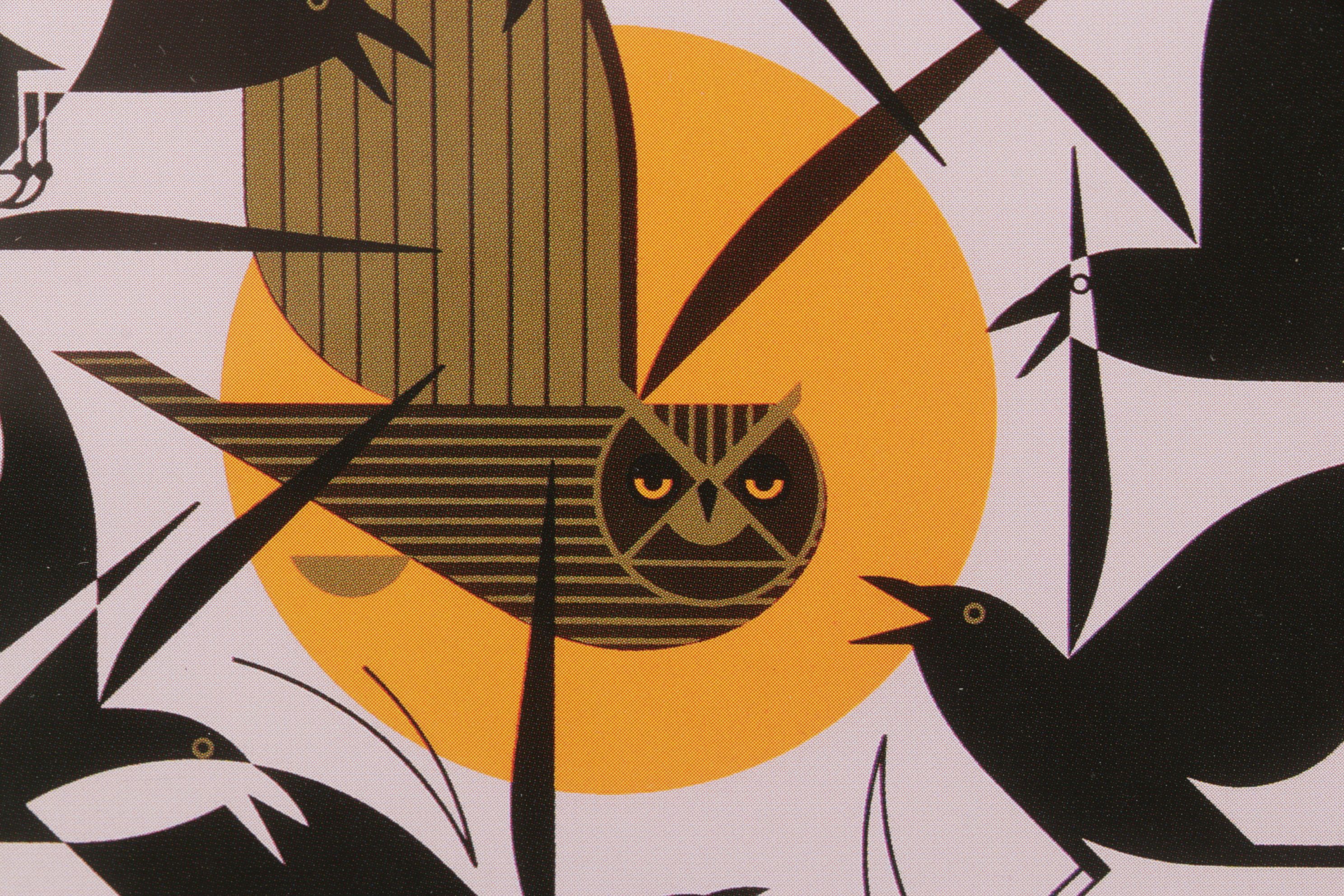 Charley Harper Offset Lithograph "Owltercation", 1990