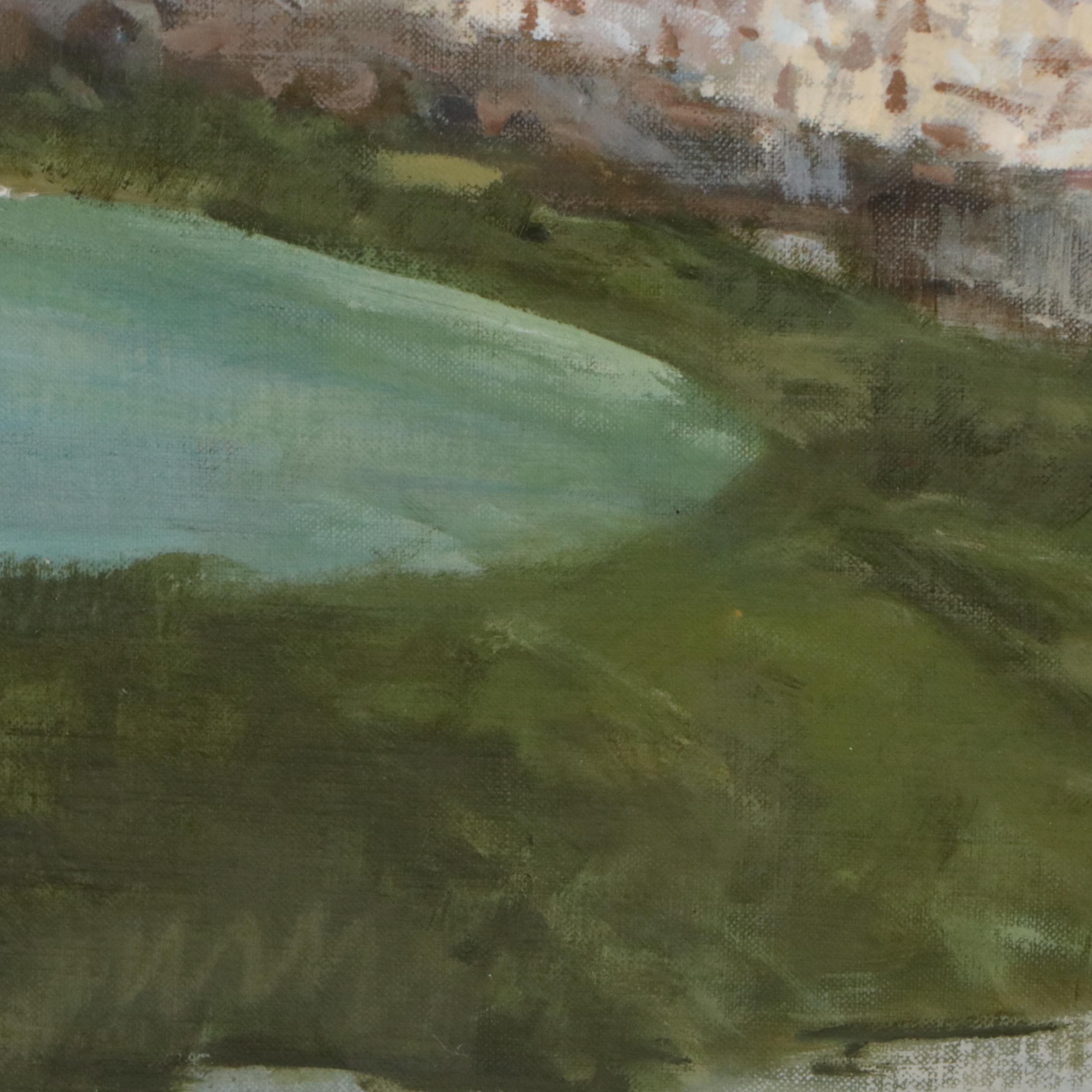 Marc Moon Oil Painting "Golf Course in Canton, OH," Mid to Late 20th C.