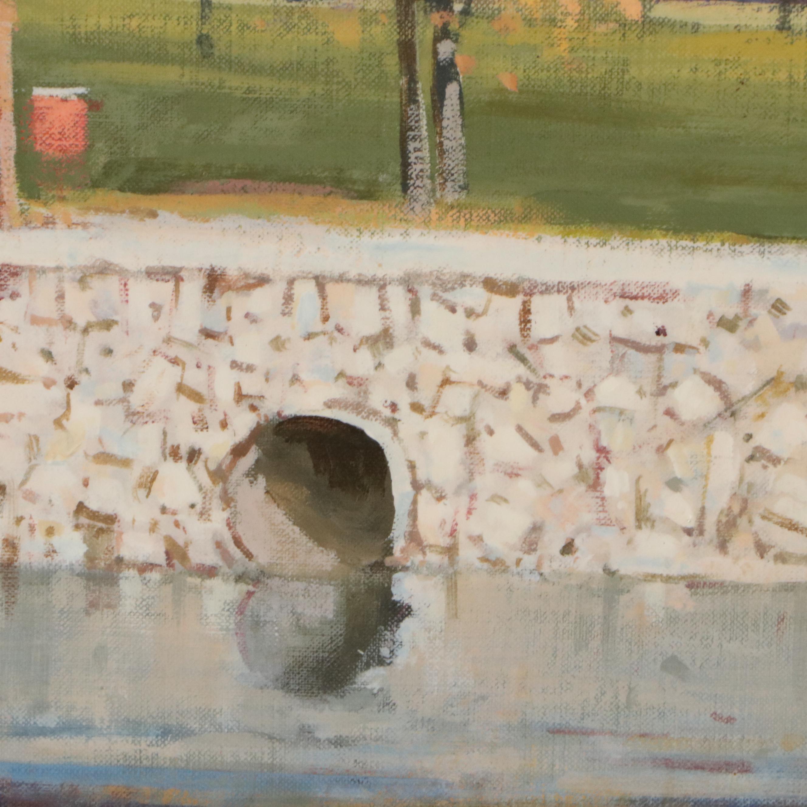 Marc Moon Oil Painting "Golf Course in Canton, OH," Mid to Late 20th C.