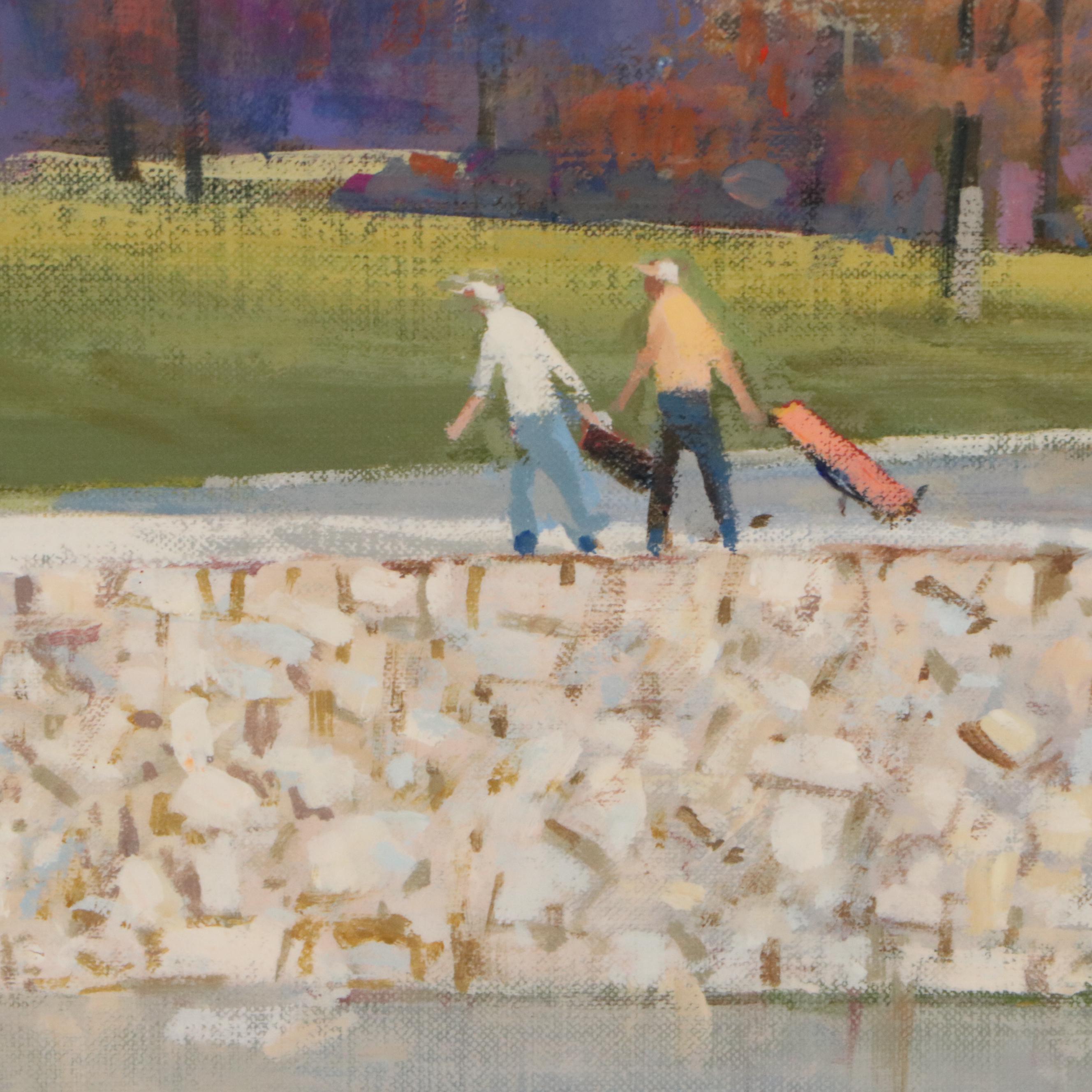 Marc Moon Oil Painting "Golf Course in Canton, OH," Mid to Late 20th C.