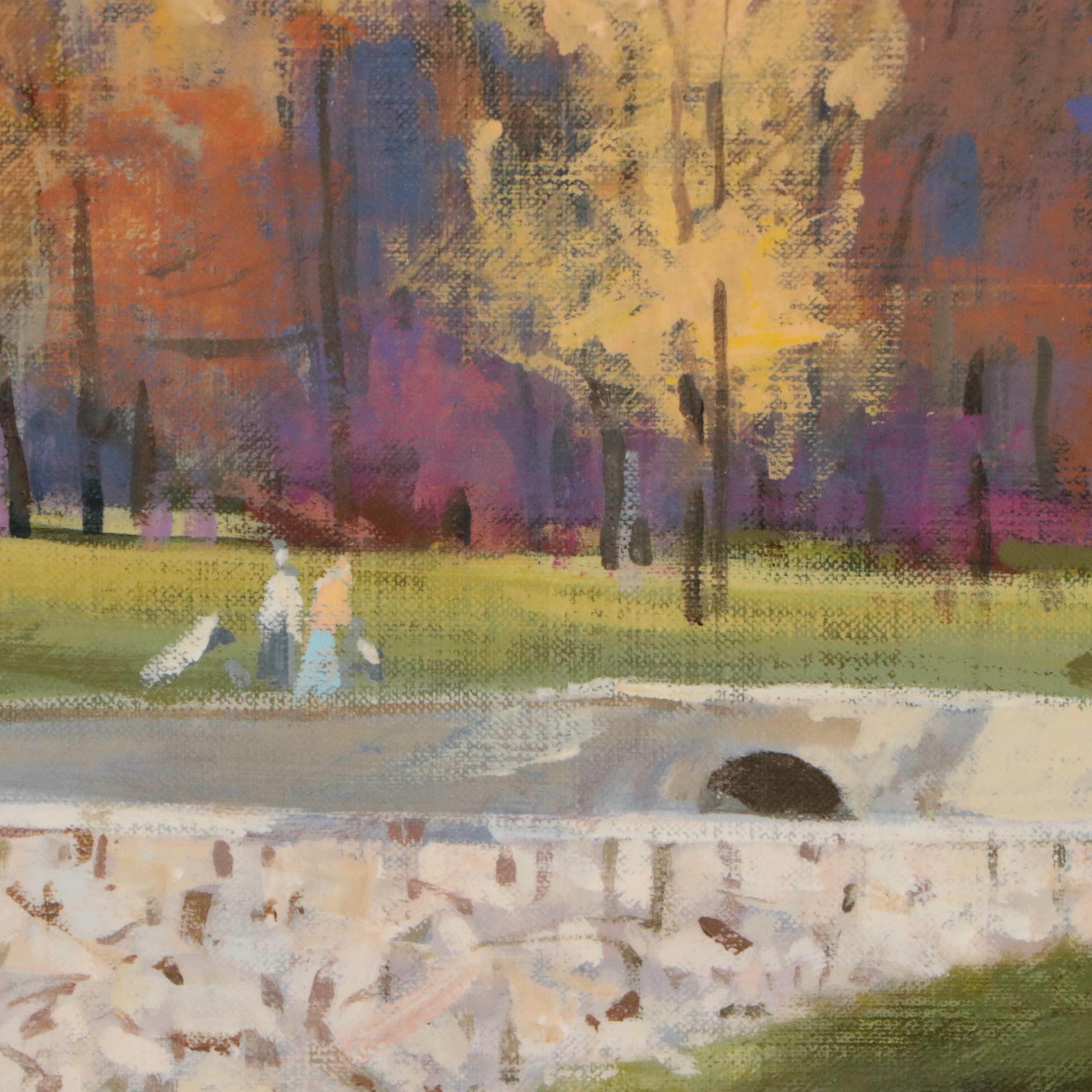 Marc Moon Oil Painting "Golf Course in Canton, OH," Mid to Late 20th C.