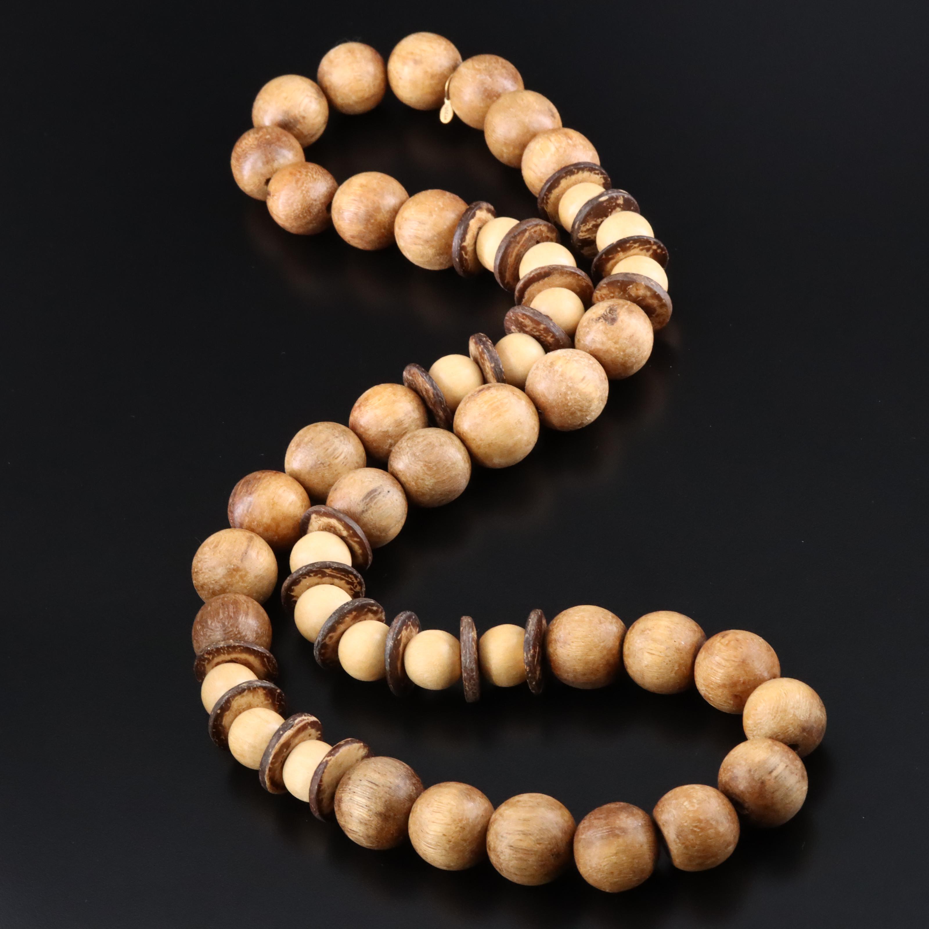 Gerard Yosca Wood and Seed Bead Necklace