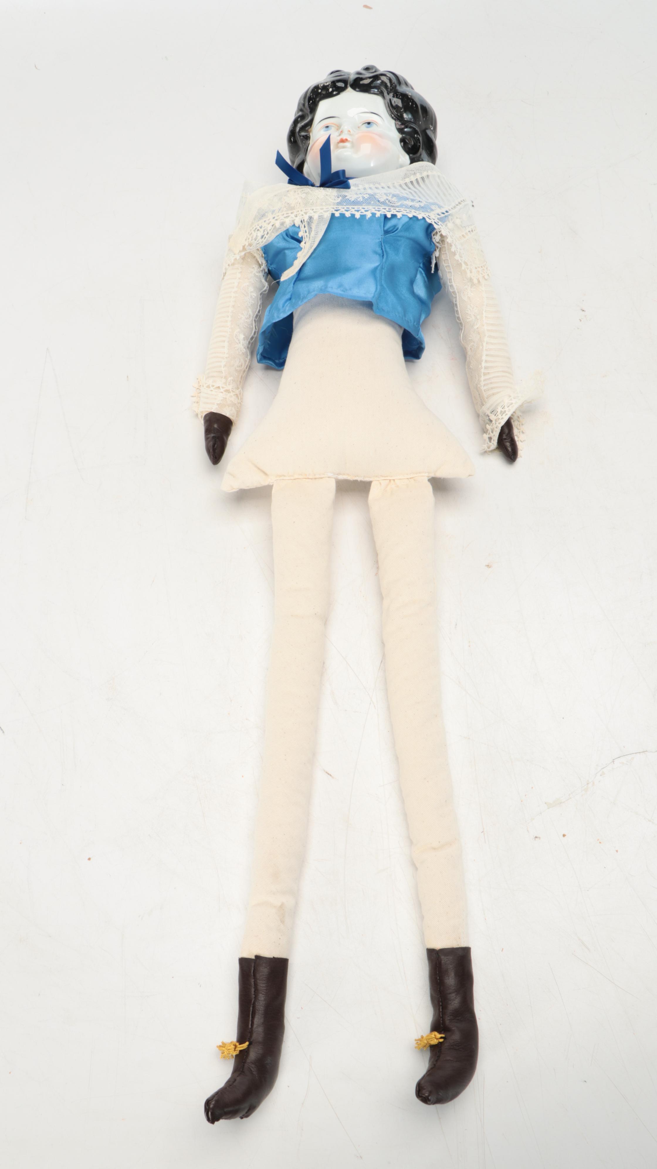 German Style Bisque and Cloth Dolls, Early 20th Century