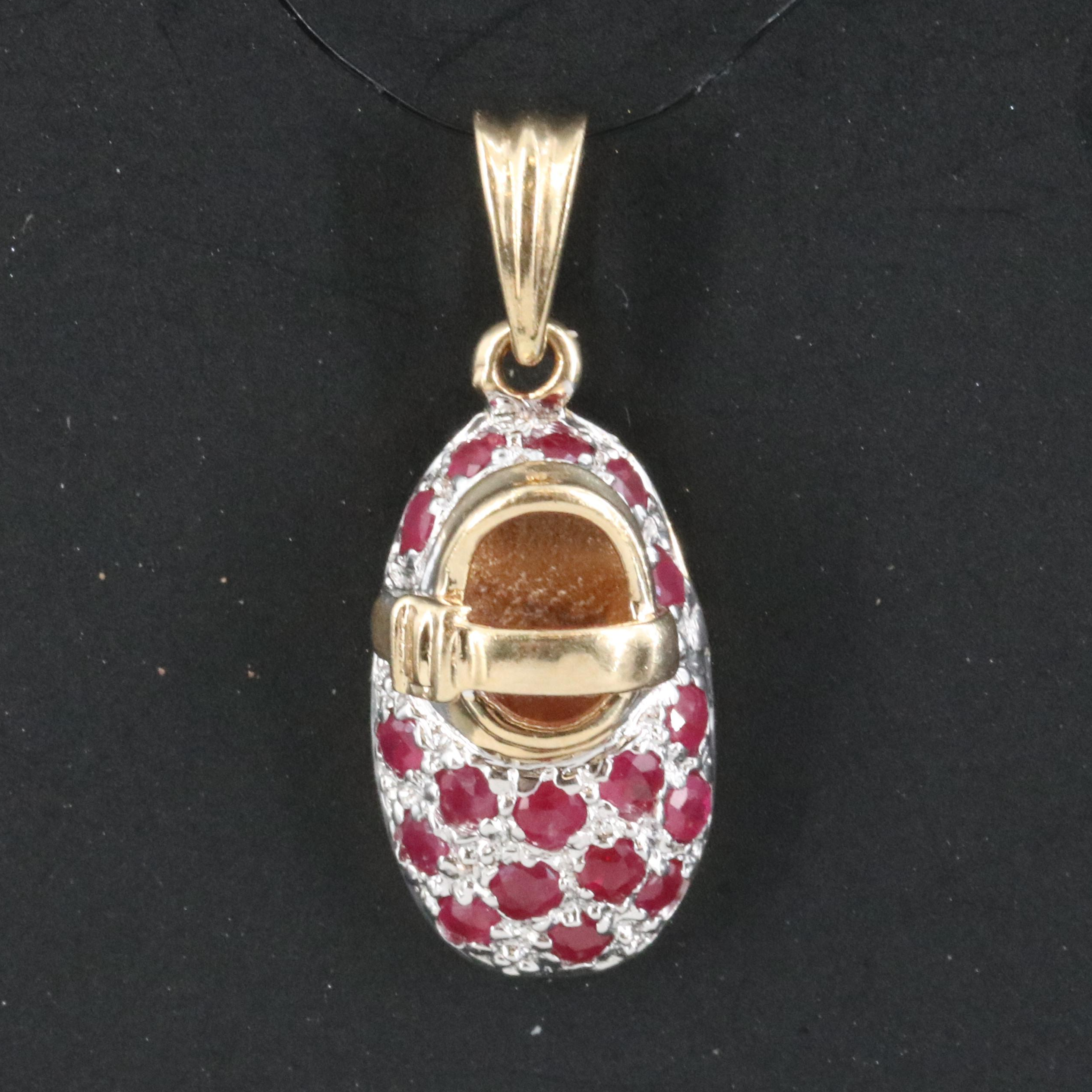 14K Mary Jane Ruby Shoe Pendant