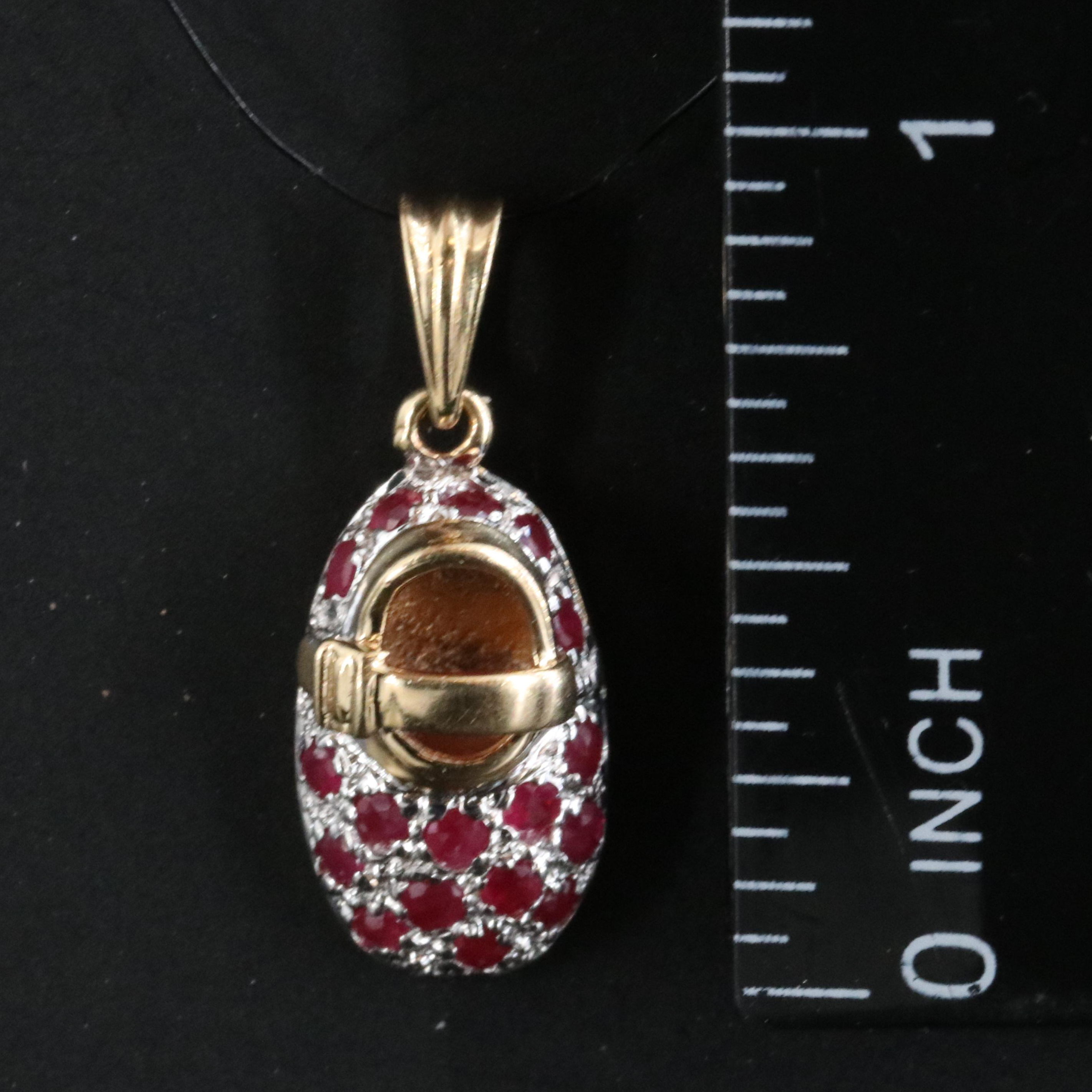 14K Mary Jane Ruby Shoe Pendant