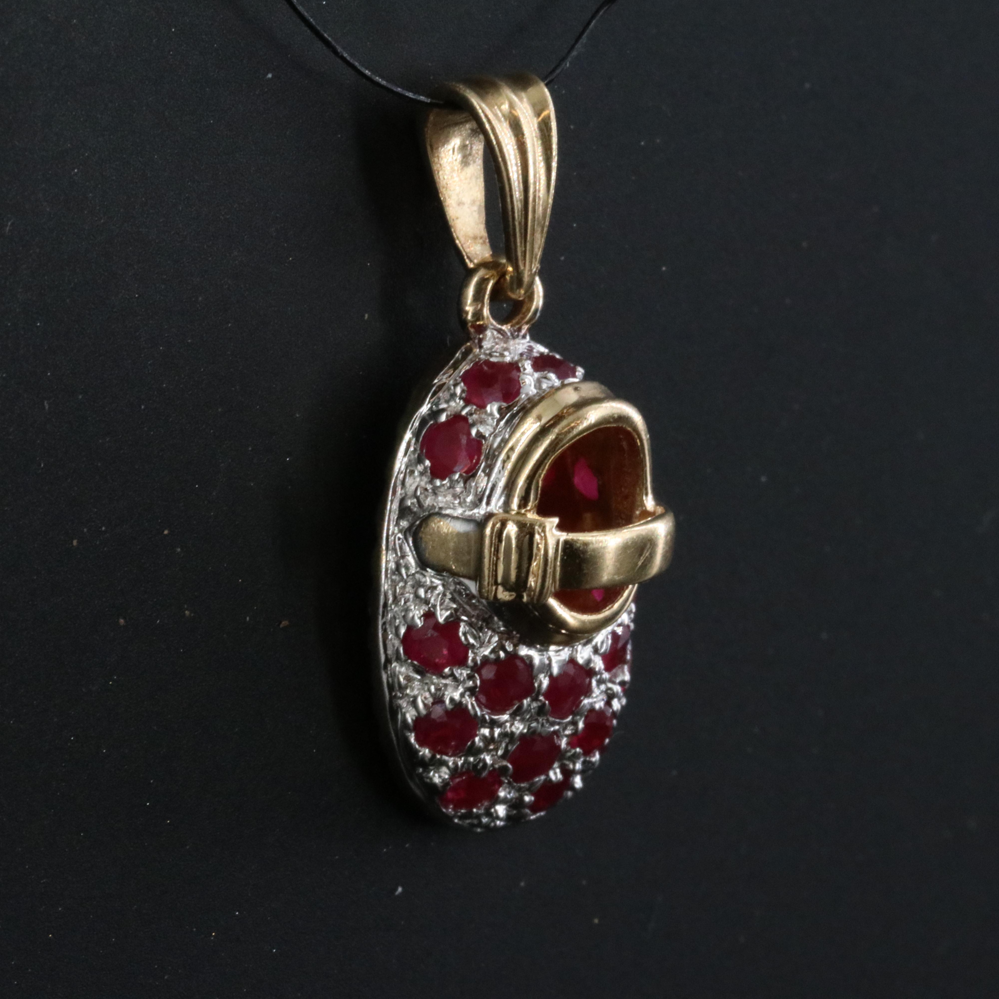 14K Mary Jane Ruby Shoe Pendant