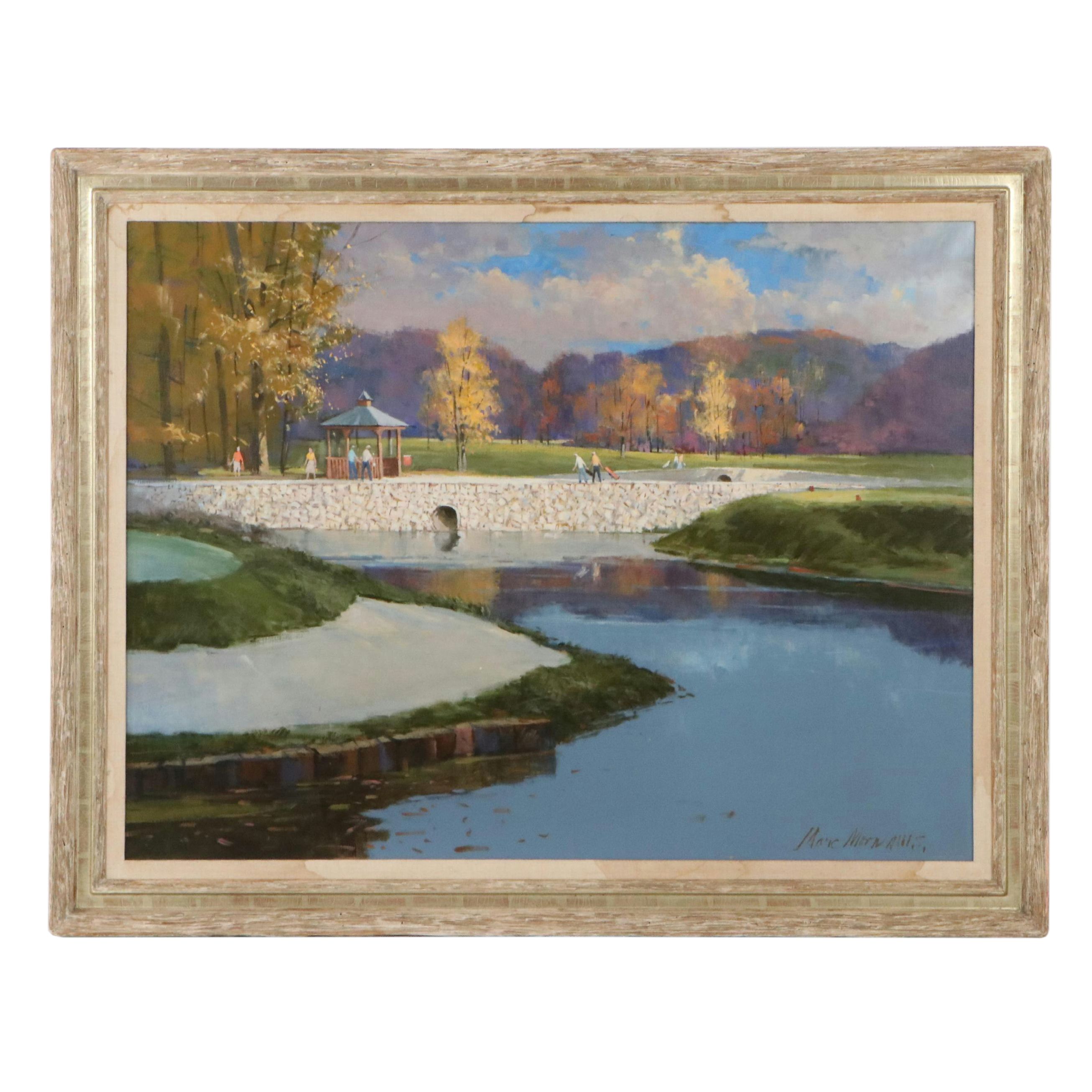 Marc Moon Oil Painting "Golf Course in Canton, OH," Mid to Late 20th C.