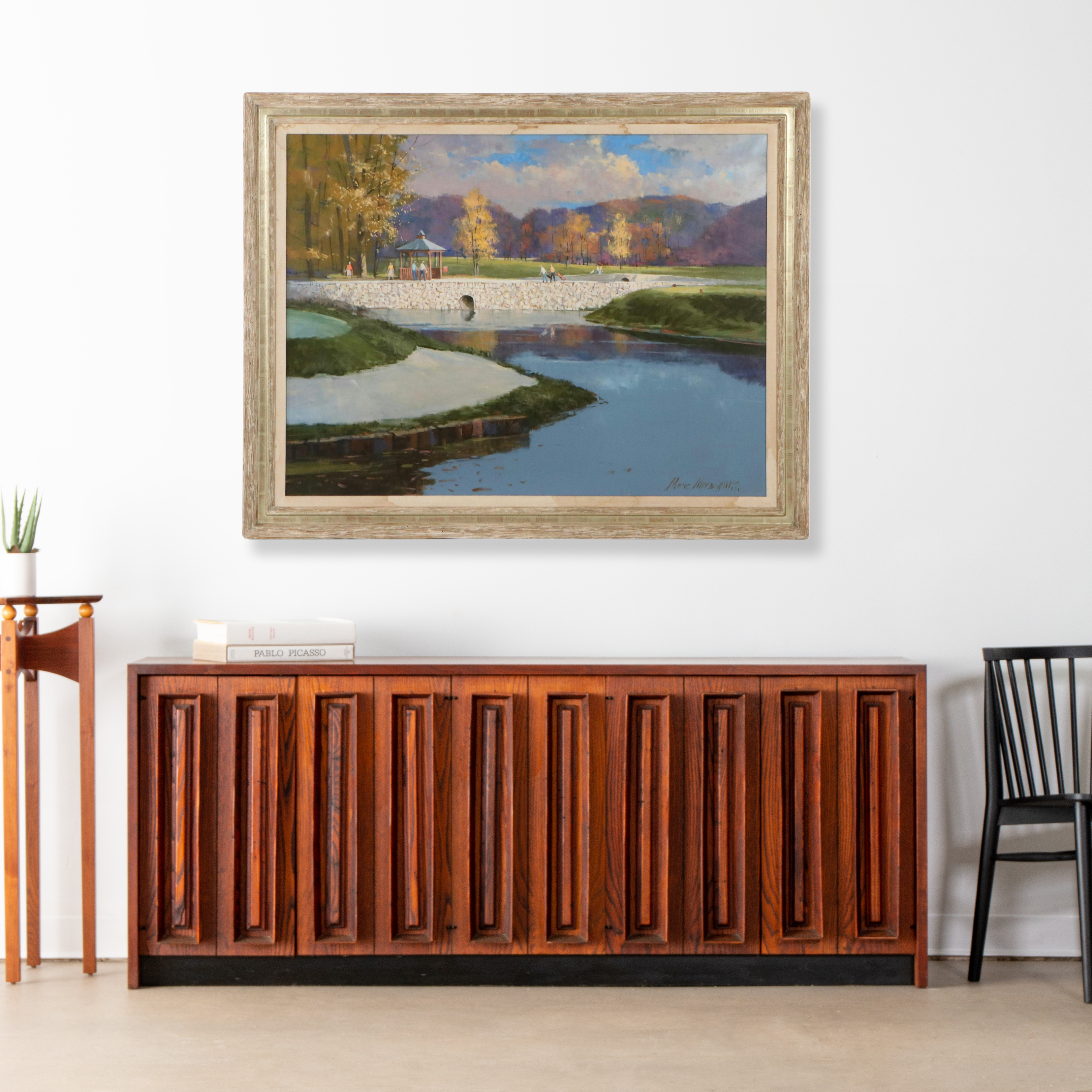 Marc Moon Oil Painting "Golf Course in Canton, OH," Mid to Late 20th C.