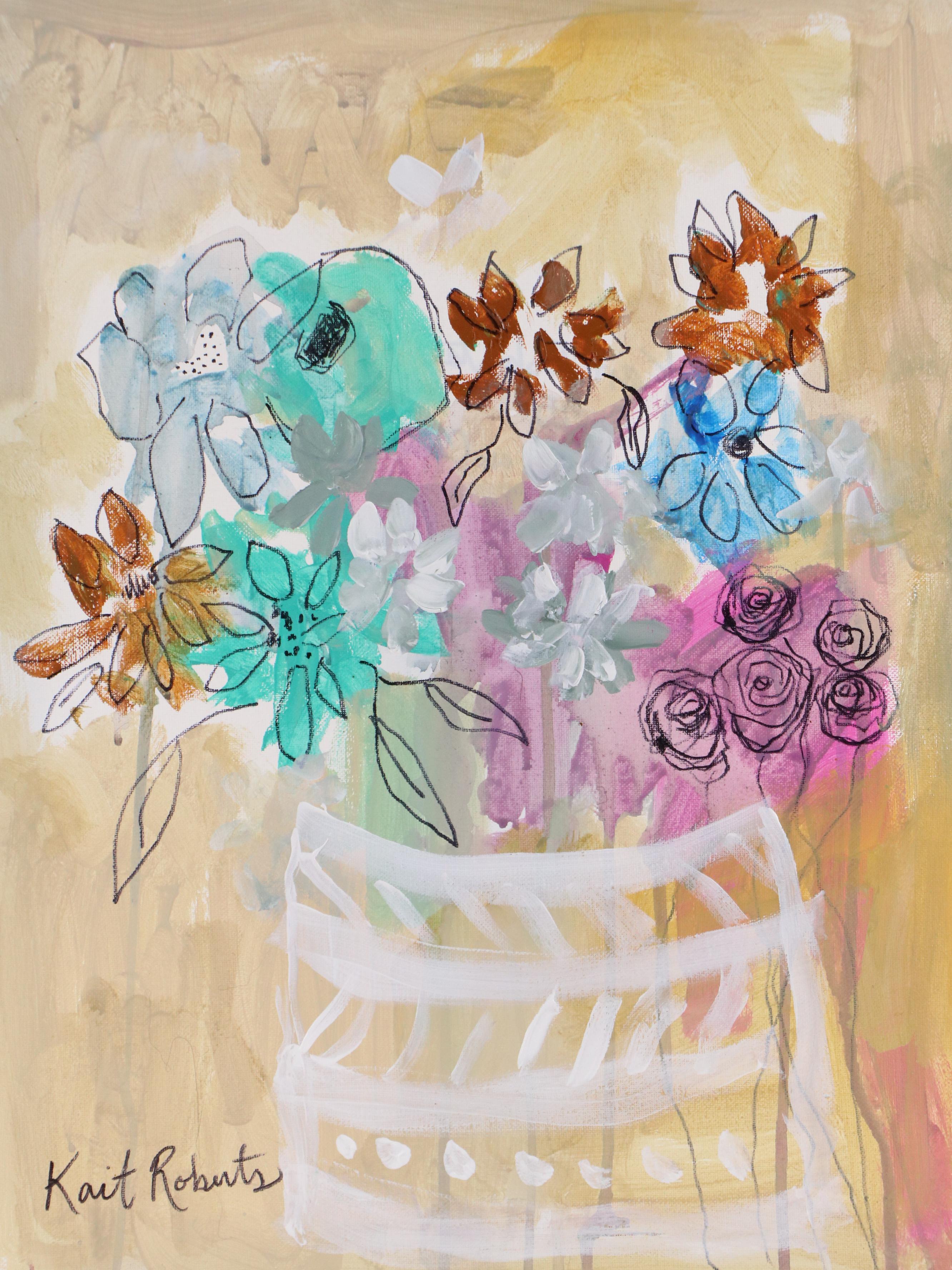 Kait Roberts Stylized Acrylic Painting "Roses Are Red...," 2025