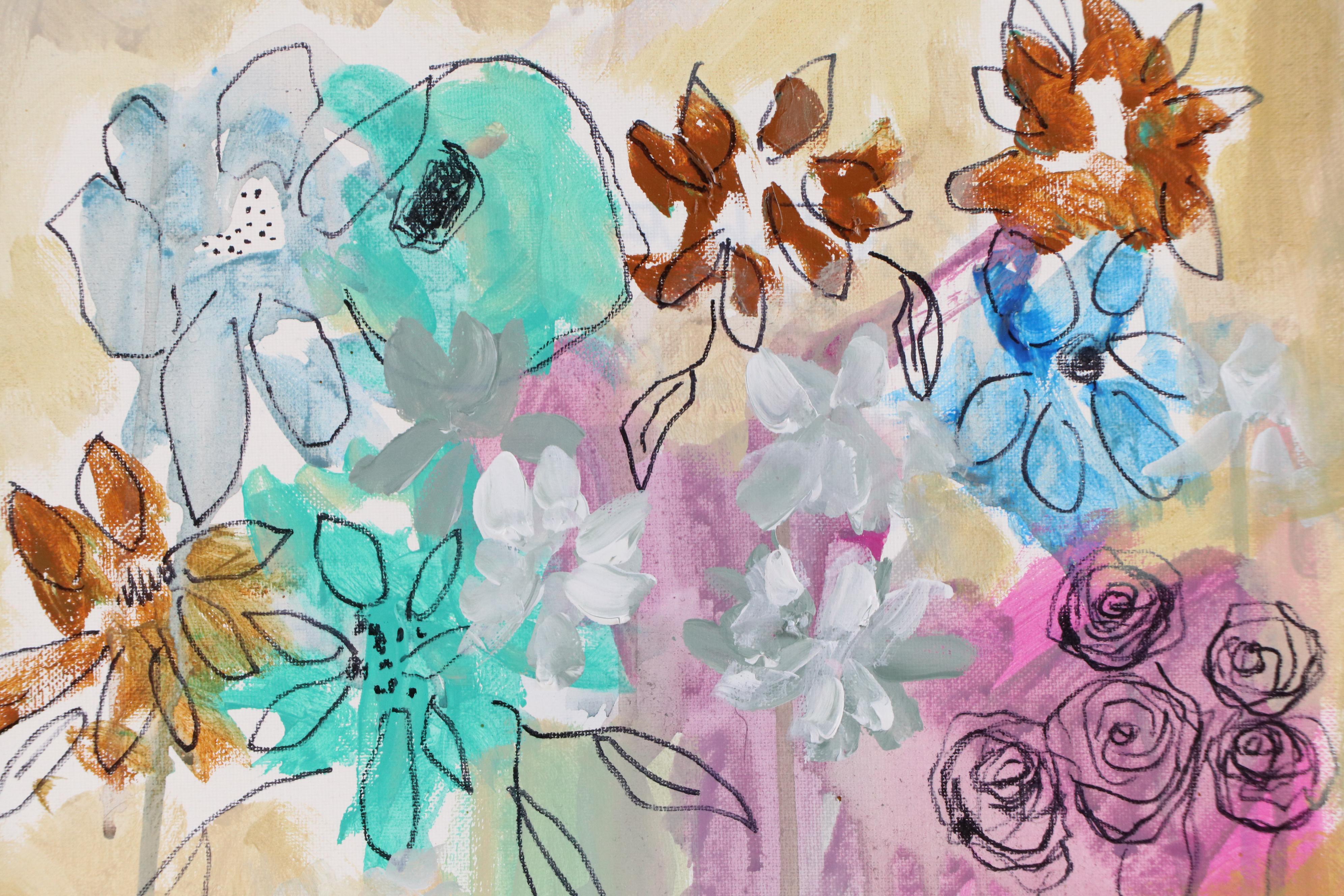 Kait Roberts Stylized Acrylic Painting "Roses Are Red...," 2025