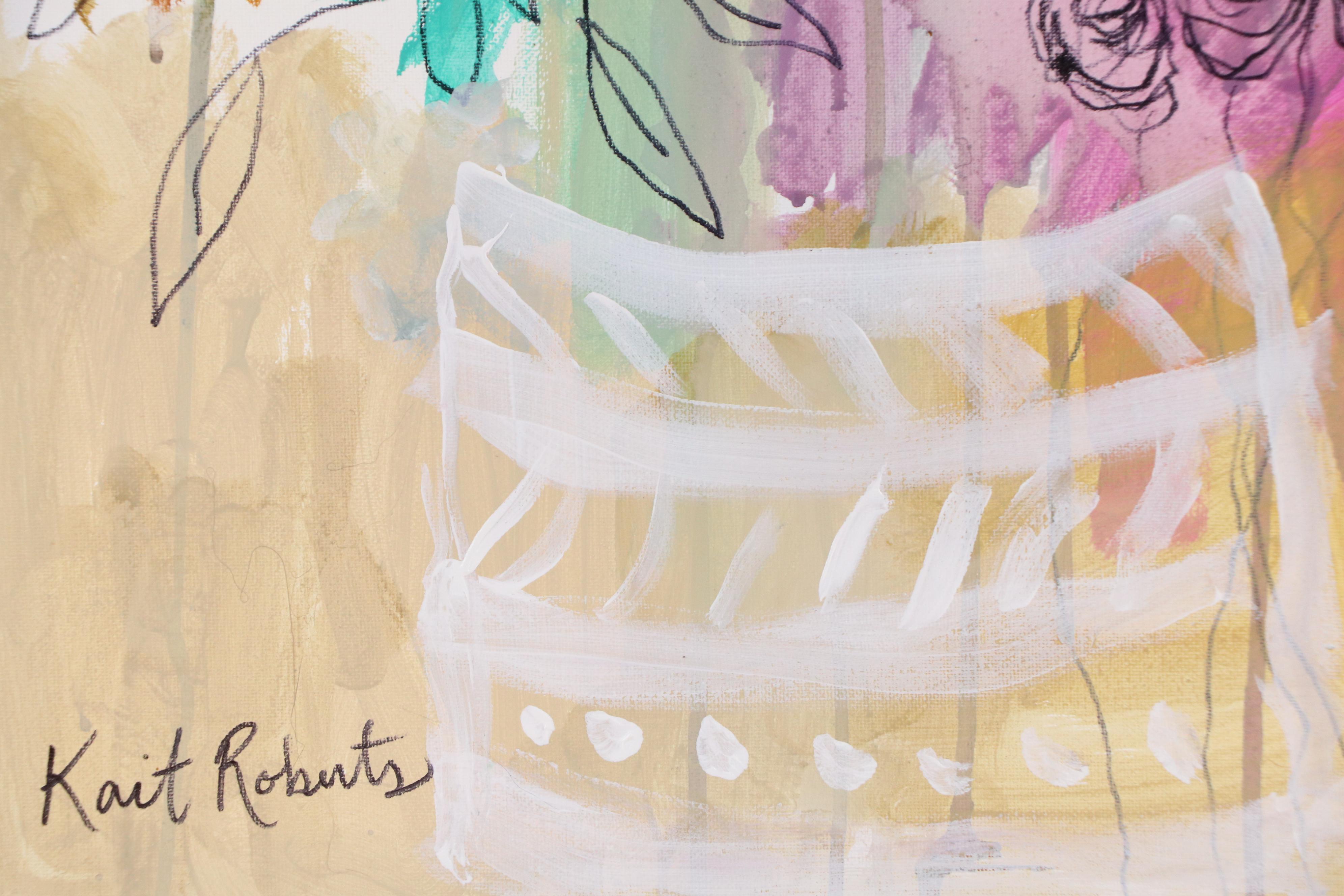 Kait Roberts Stylized Acrylic Painting "Roses Are Red...," 2025