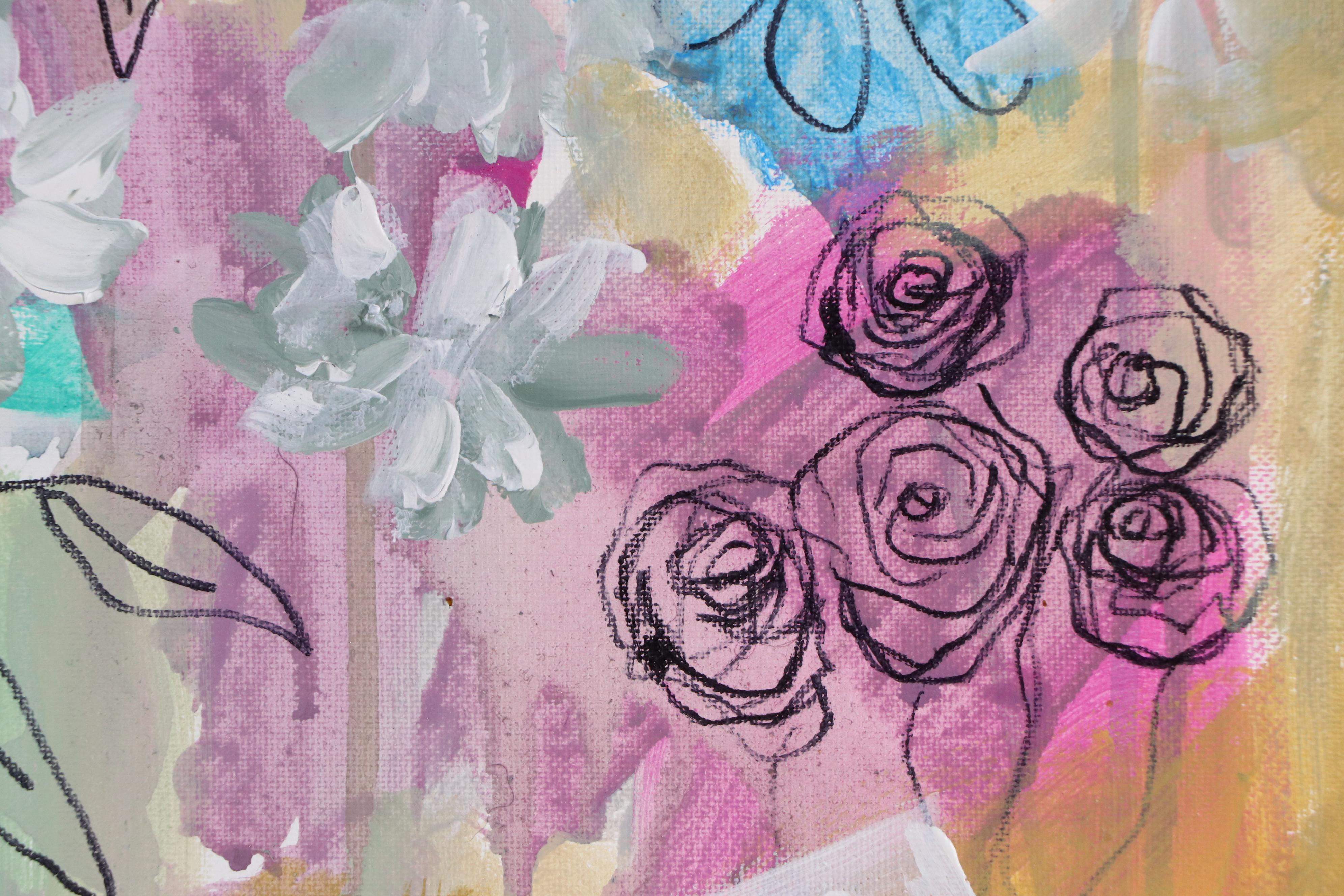 Kait Roberts Stylized Acrylic Painting "Roses Are Red...," 2025