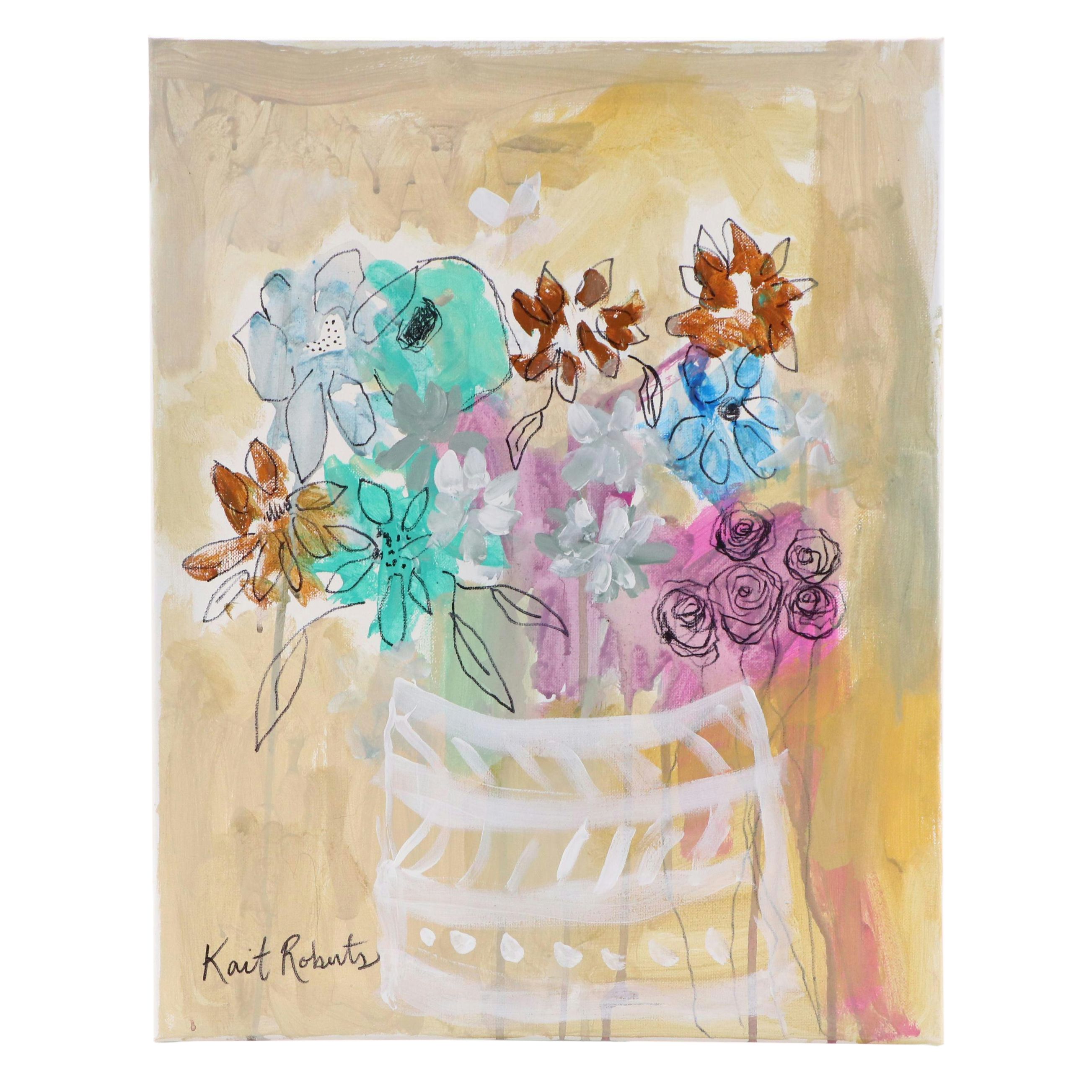 Kait Roberts Stylized Acrylic Painting "Roses Are Red...," 2025