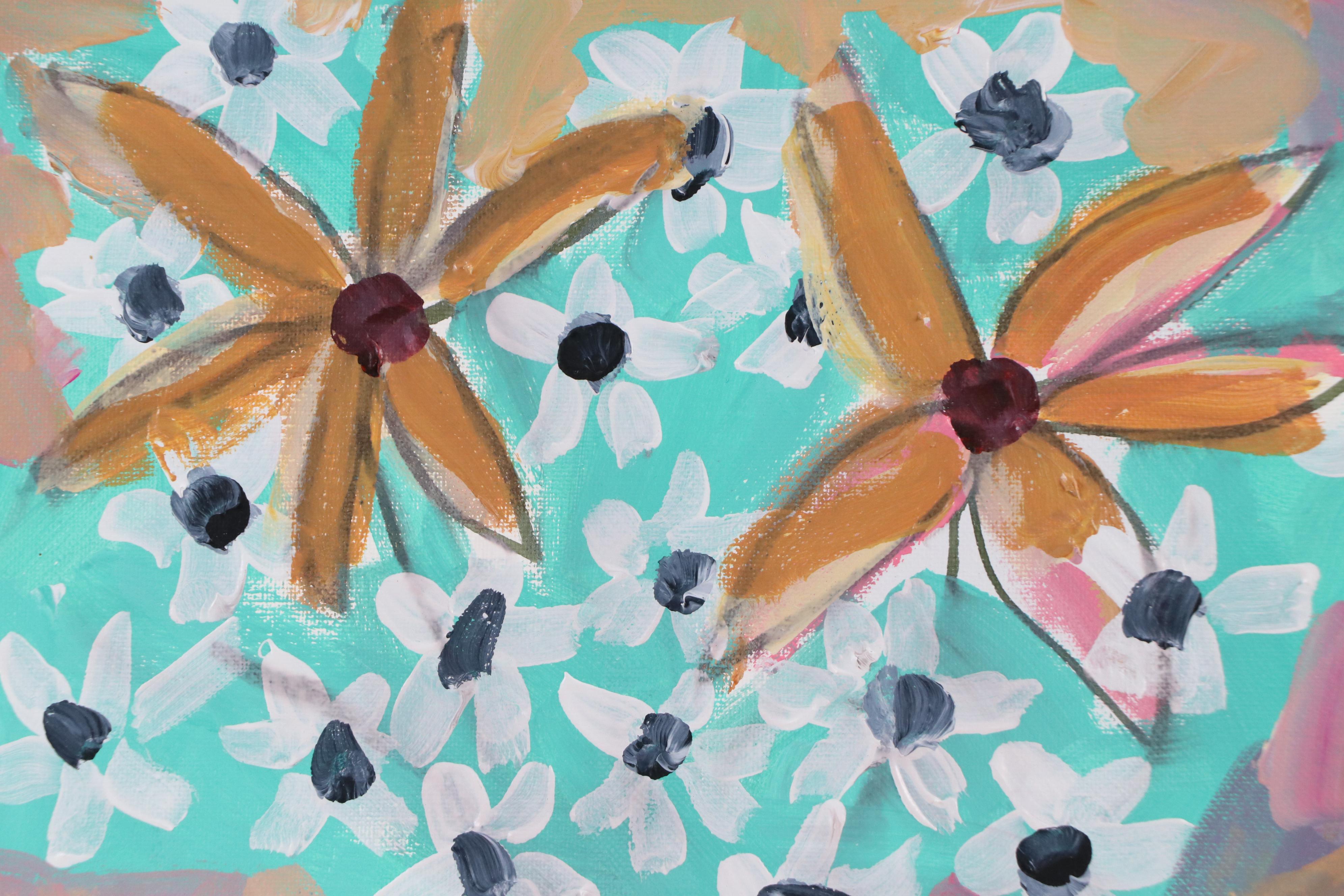 Kait Roberts Stylized Acrylic Painting of Floral Still Life, 2025