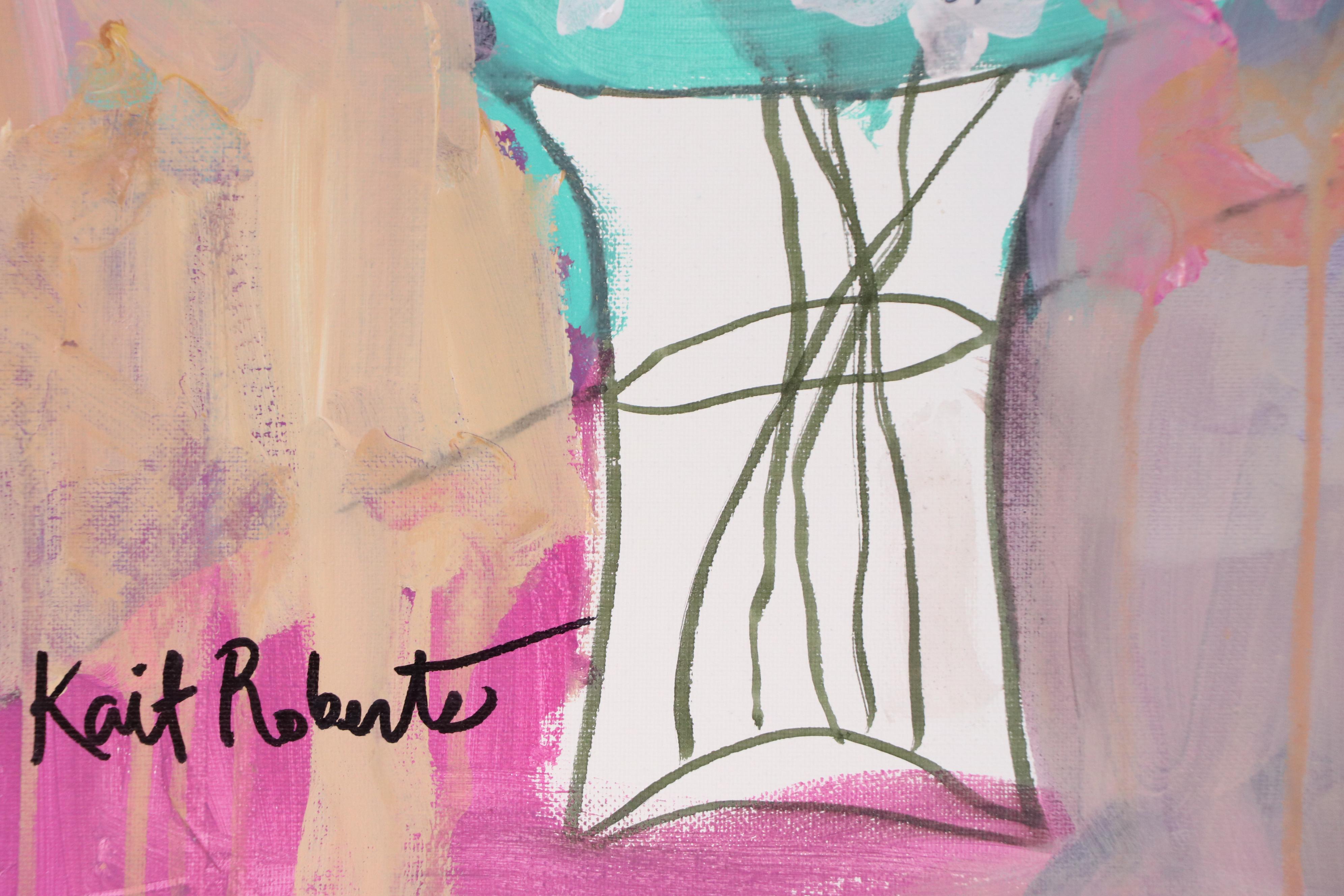 Kait Roberts Stylized Acrylic Painting of Floral Still Life, 2025